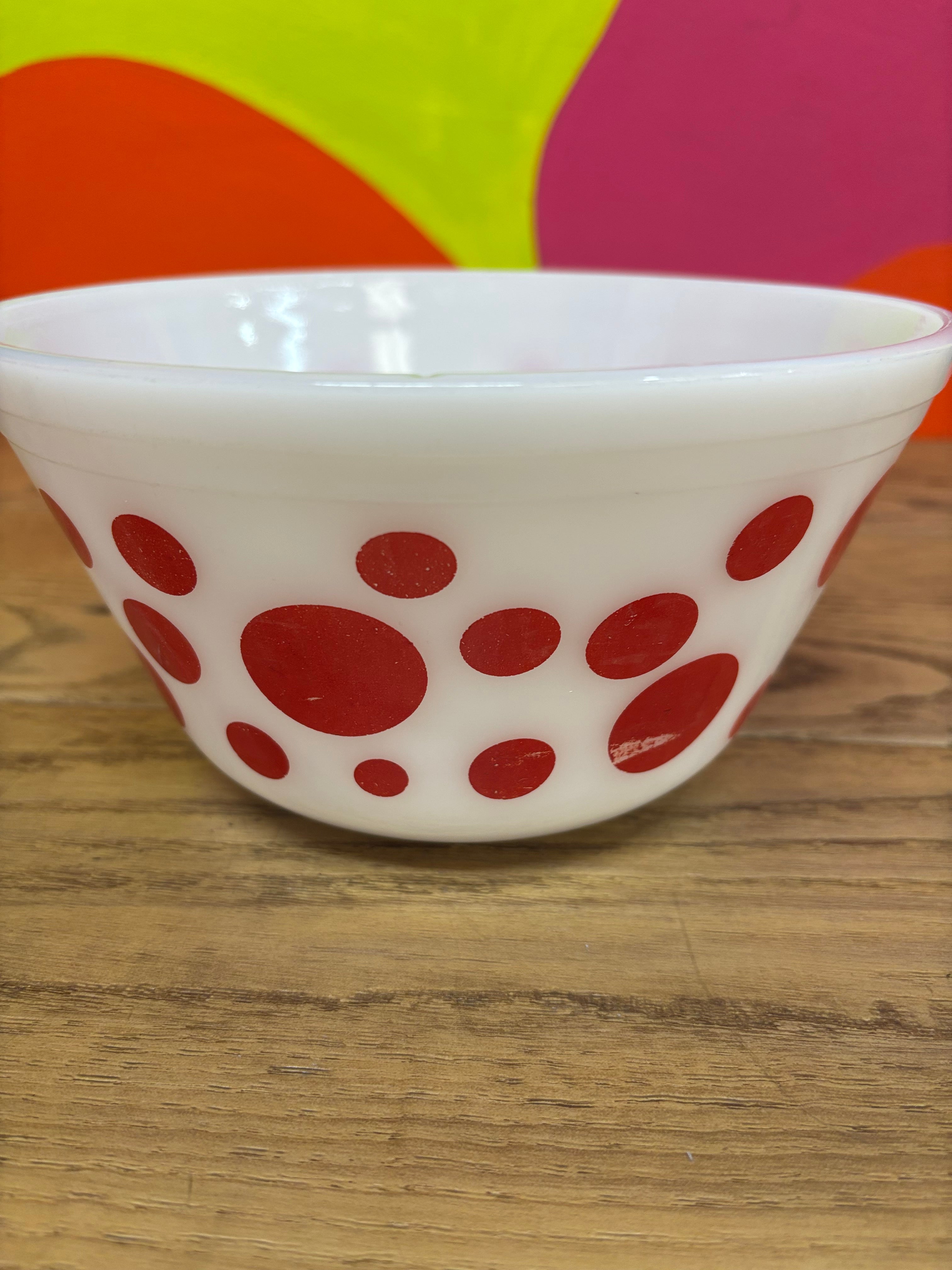 Red Polka Dot Fire King Mixing Bowl