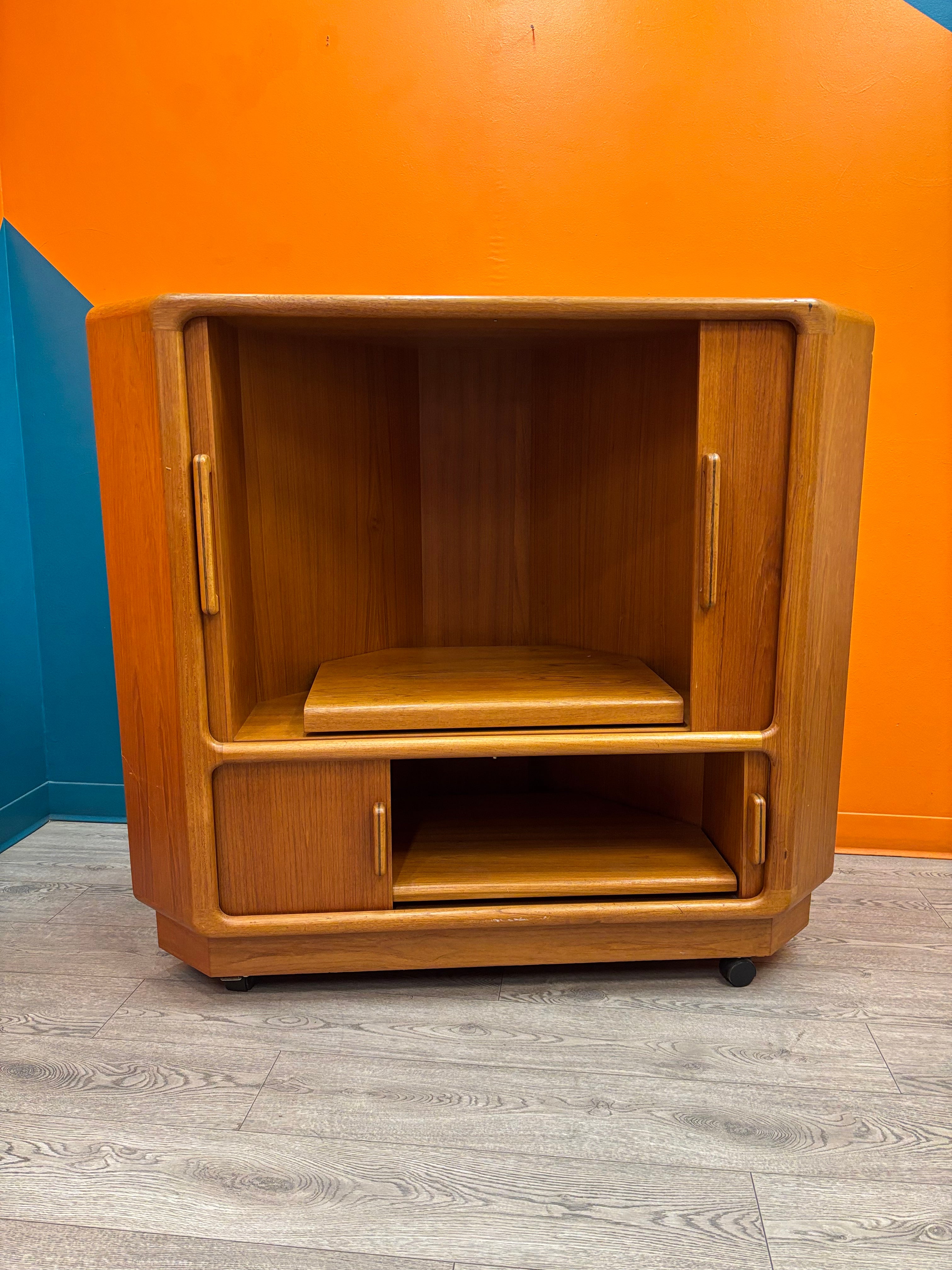 Rolling Wood Corner TV Cabinet