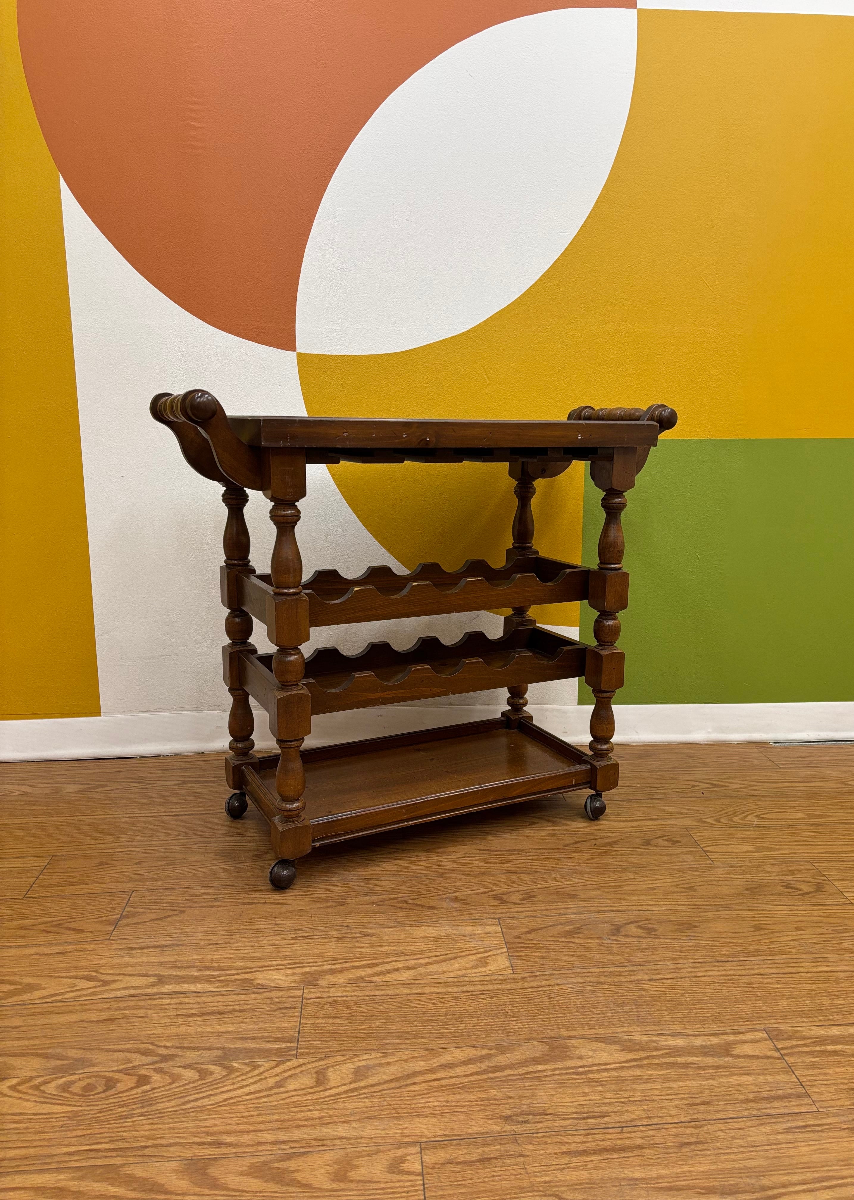 Rolling Wood Bar Cart