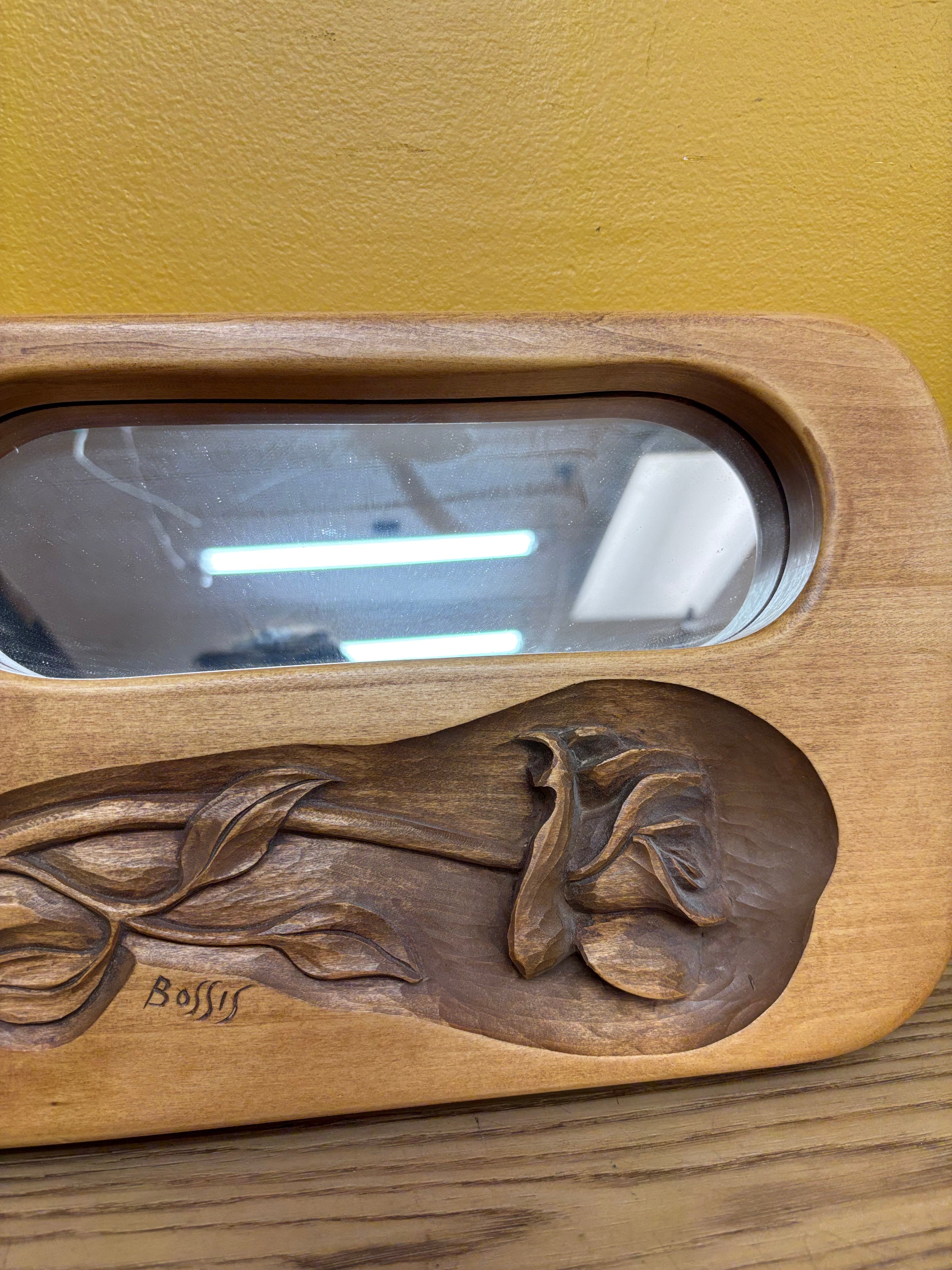 Small Wood Carved Mirror