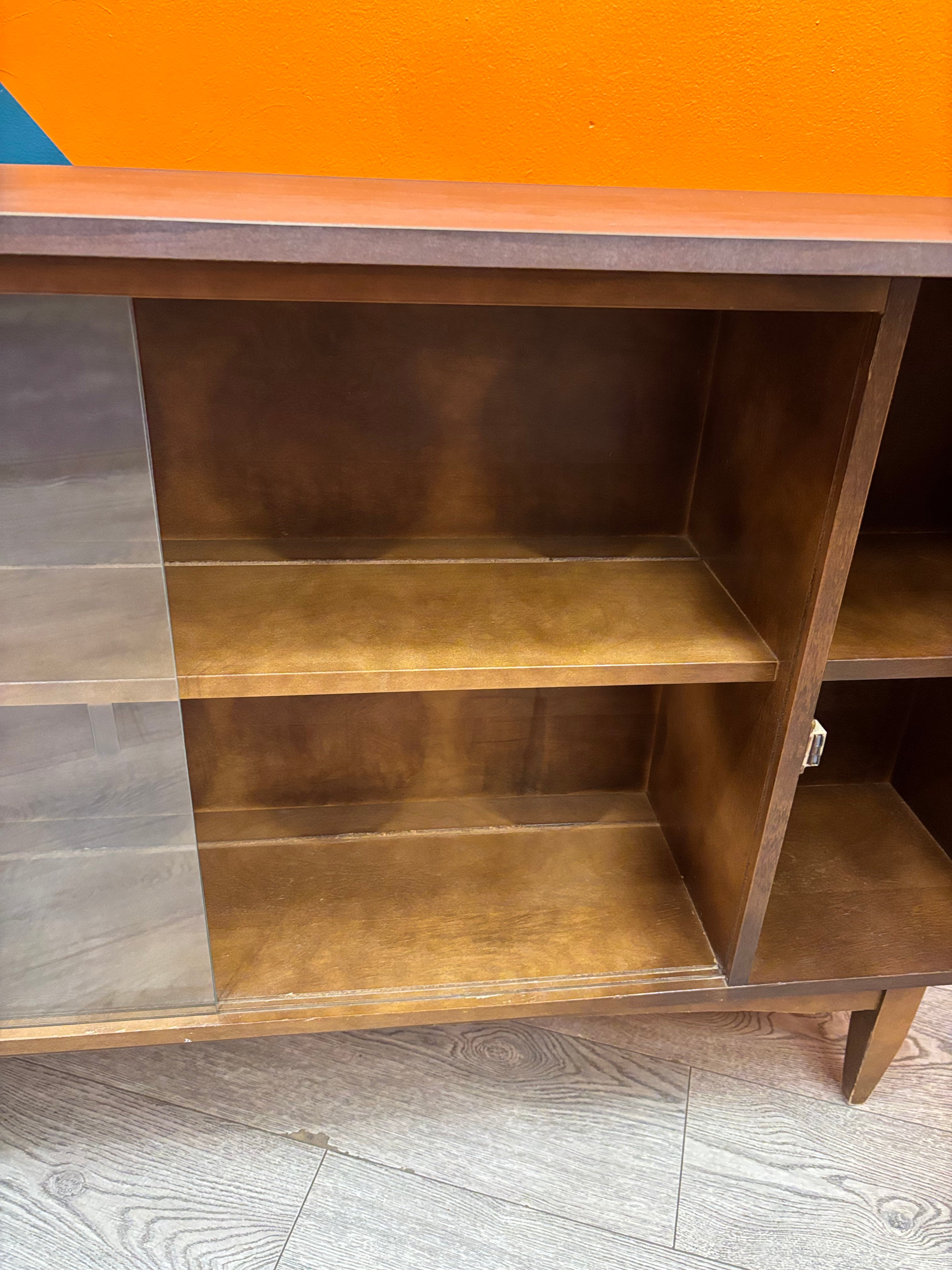 Wood Cabinet with Glass Doors