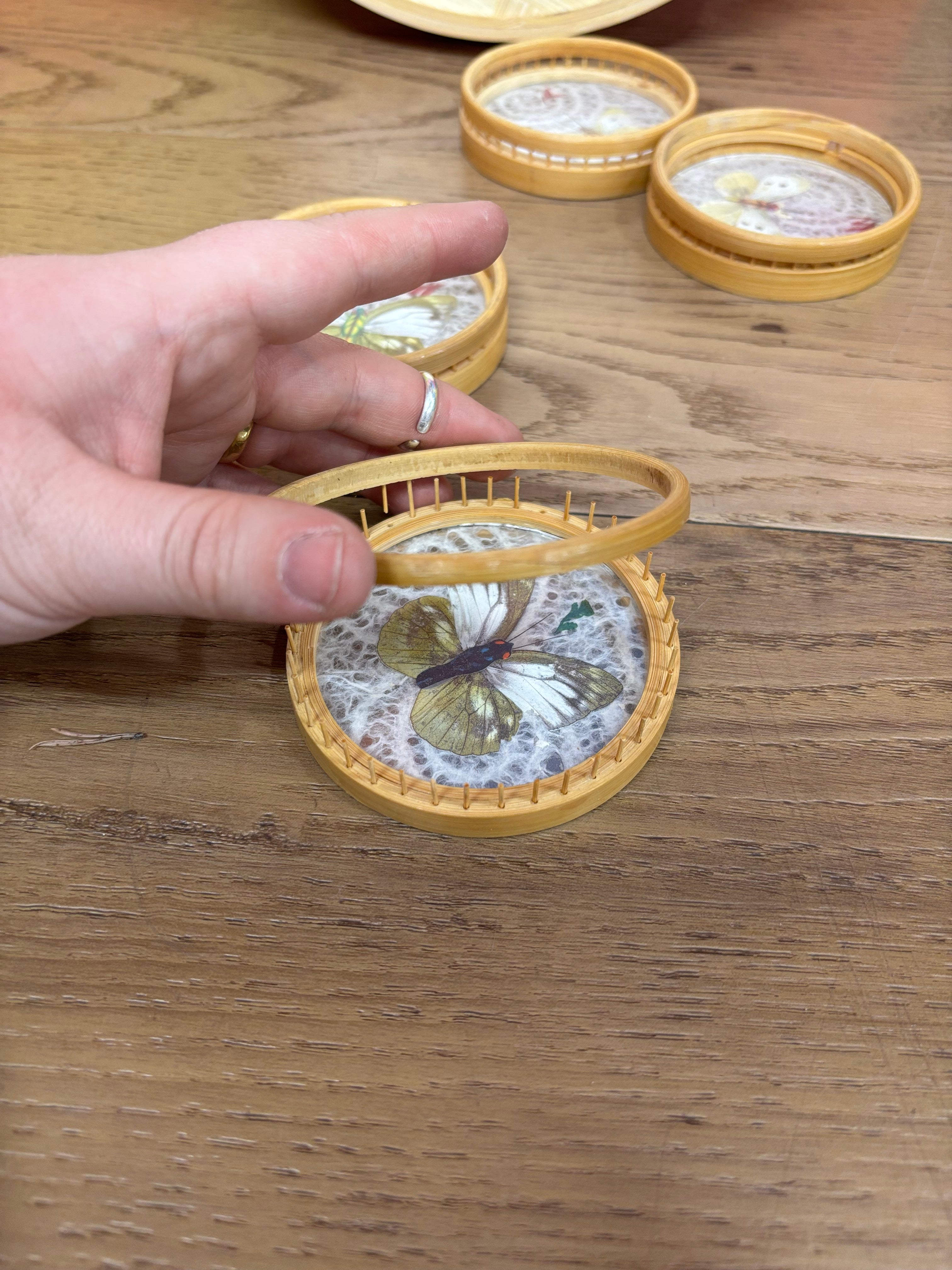 Pressed Butterfly Tray & Coasters