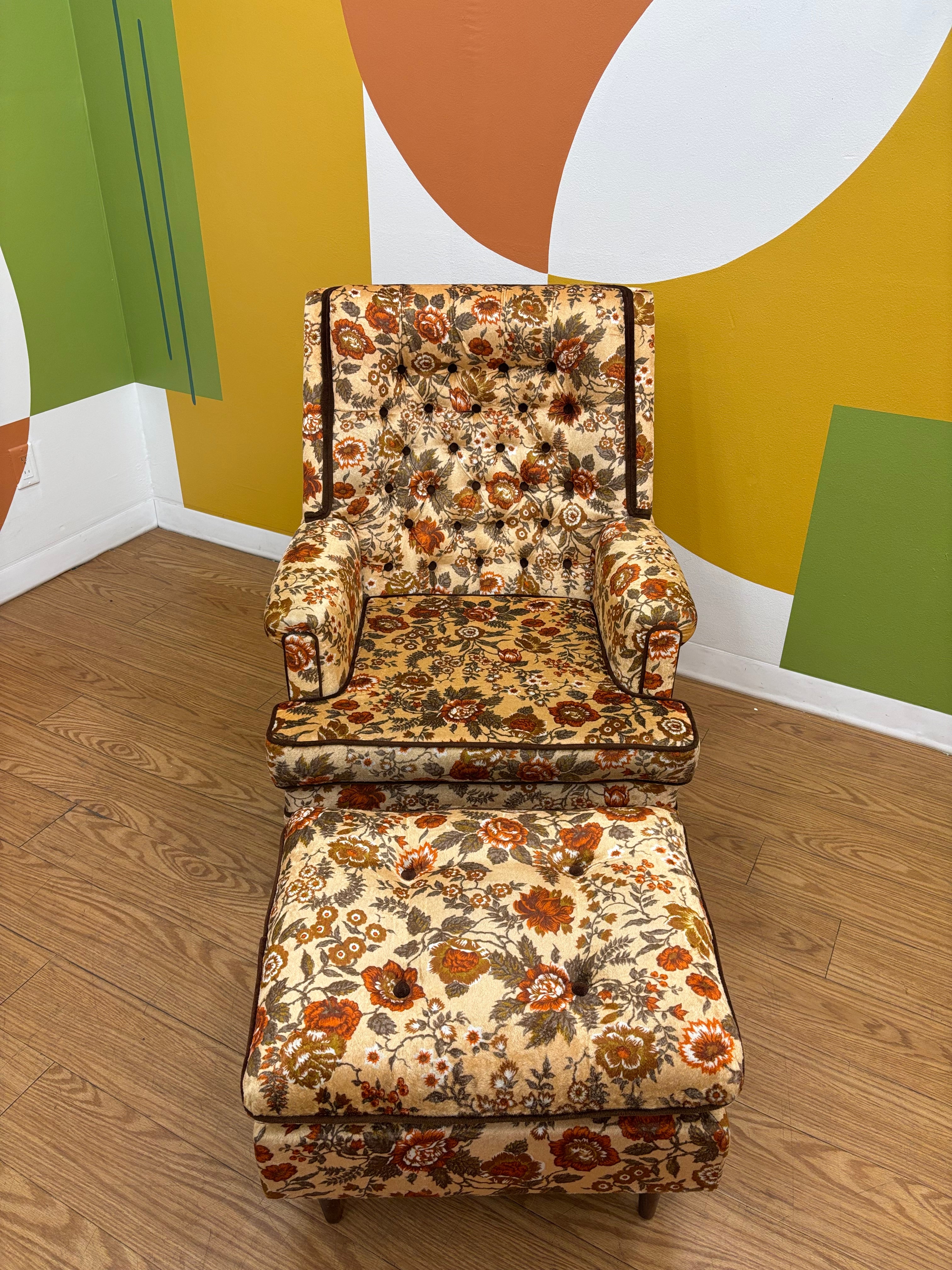 Floral Armchair & Ottoman