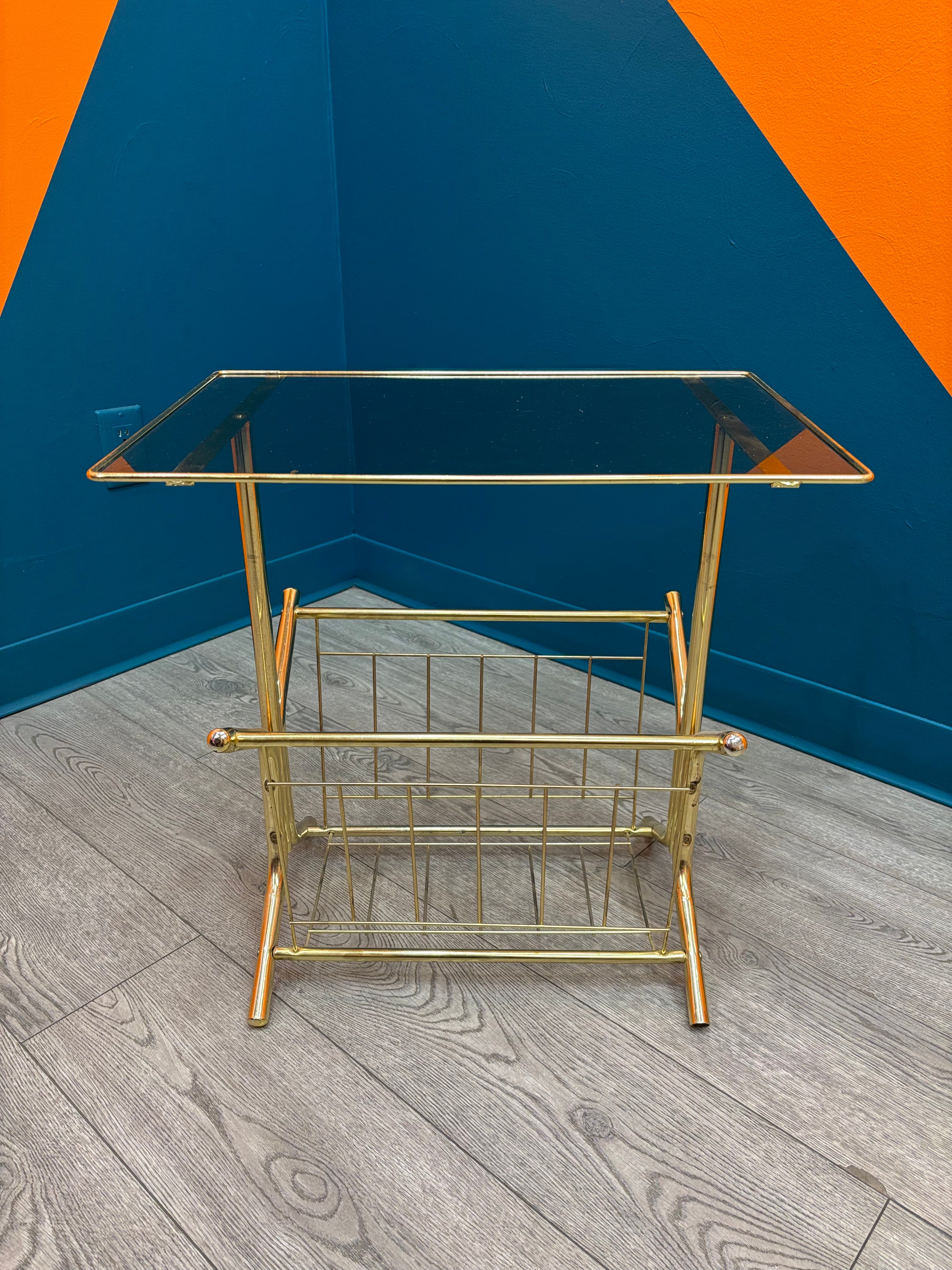 Gold Metal and Glass Table