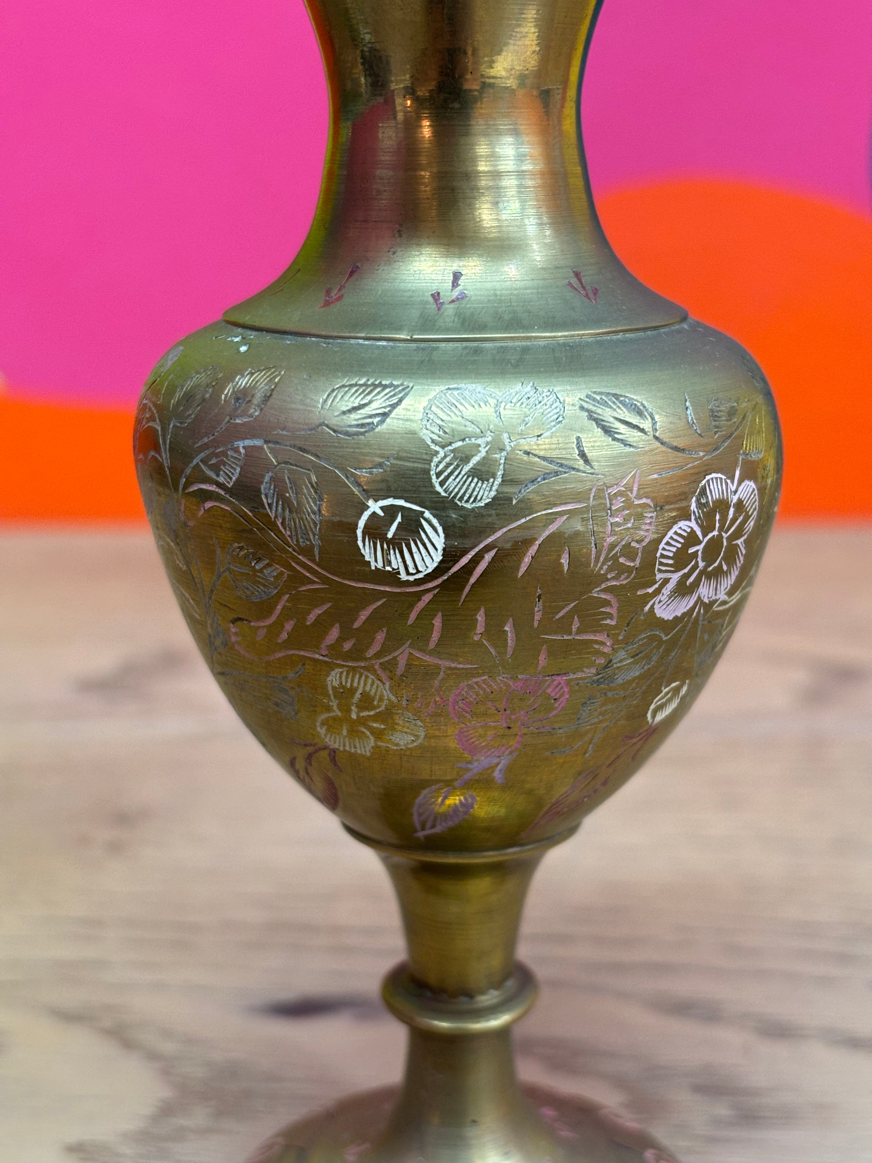 Small Hand Painted Metal Vase