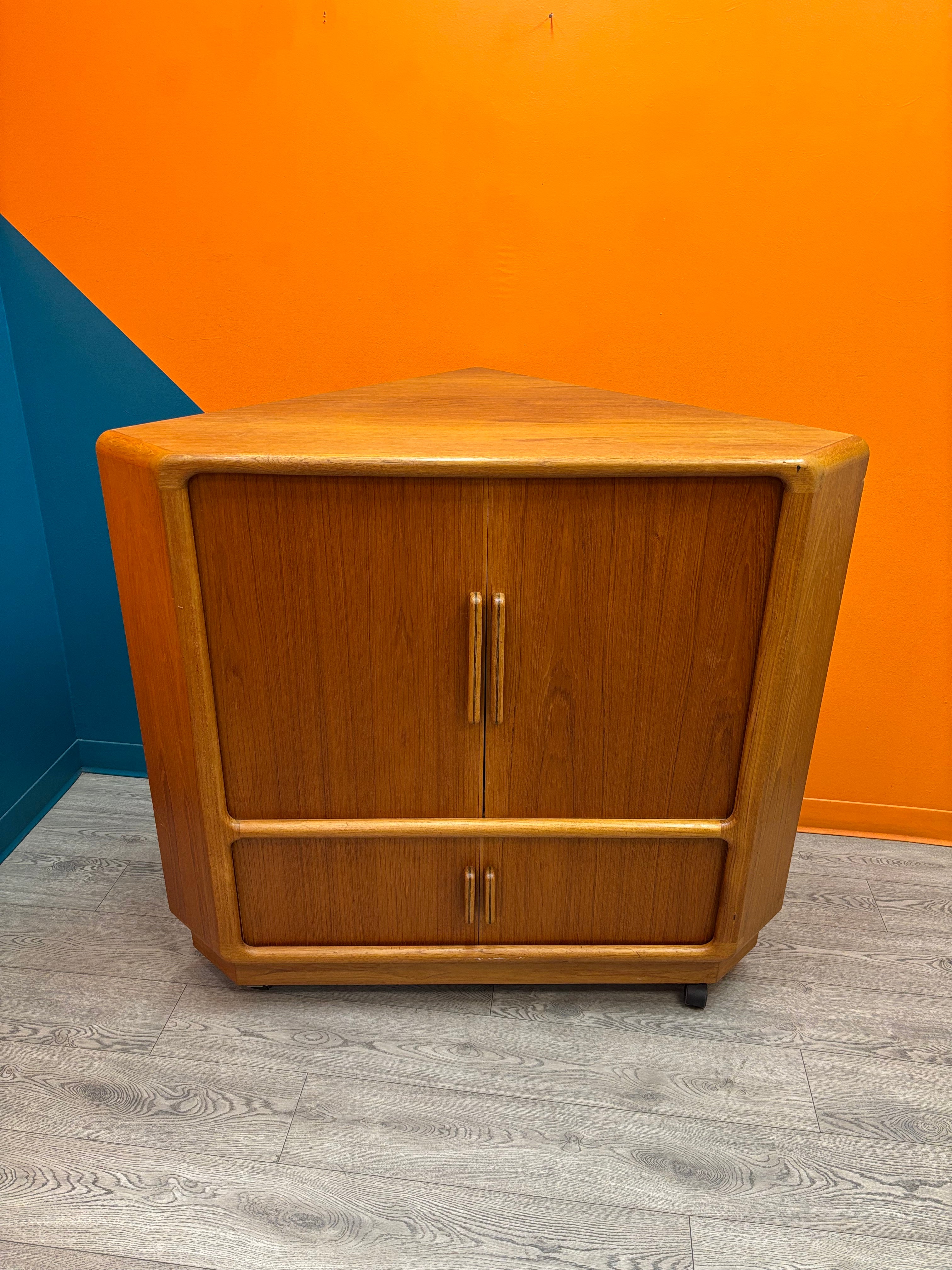 Rolling Wood Corner TV Cabinet