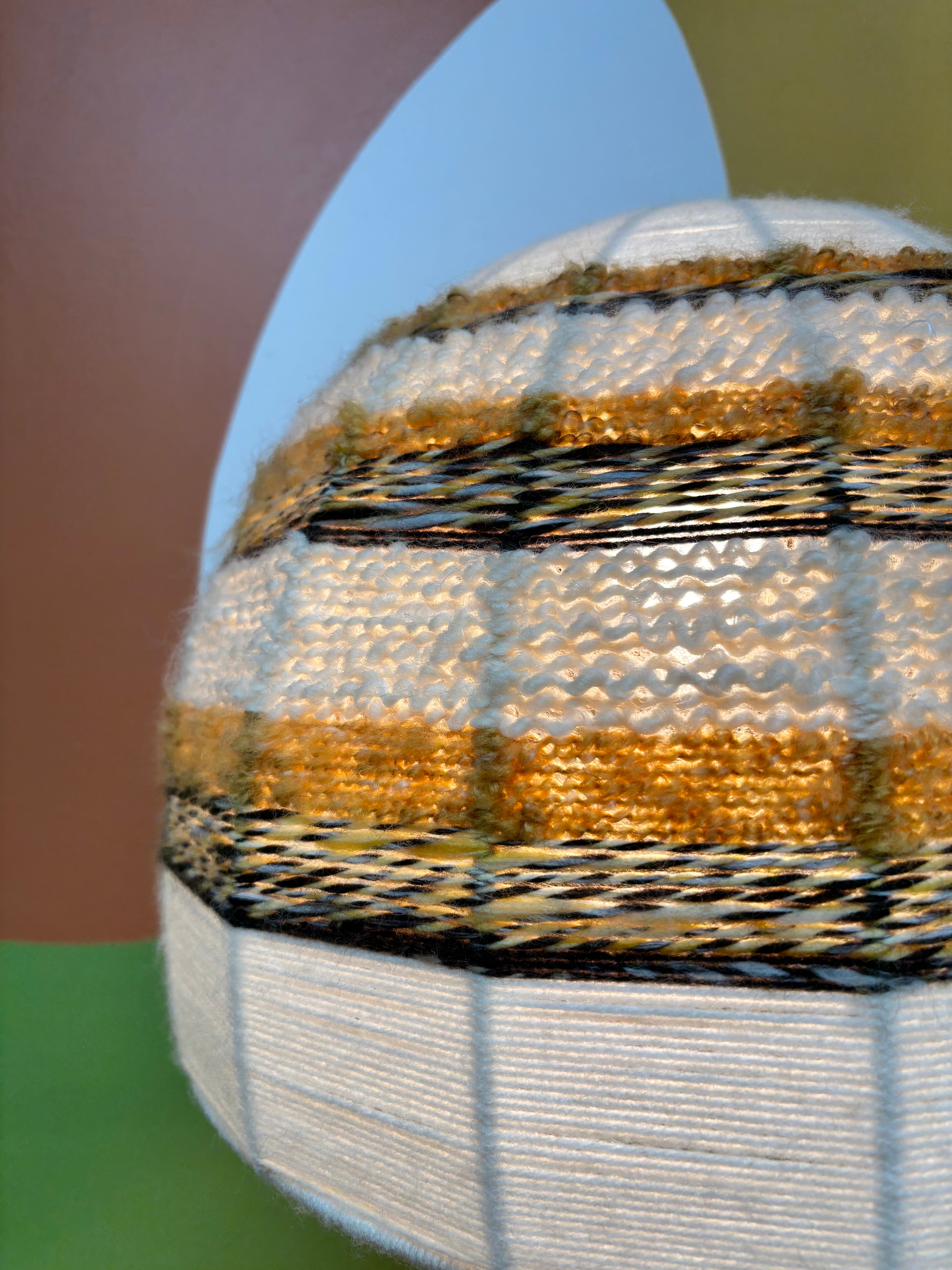 Amber Glass Table Lamp with Woven Shade