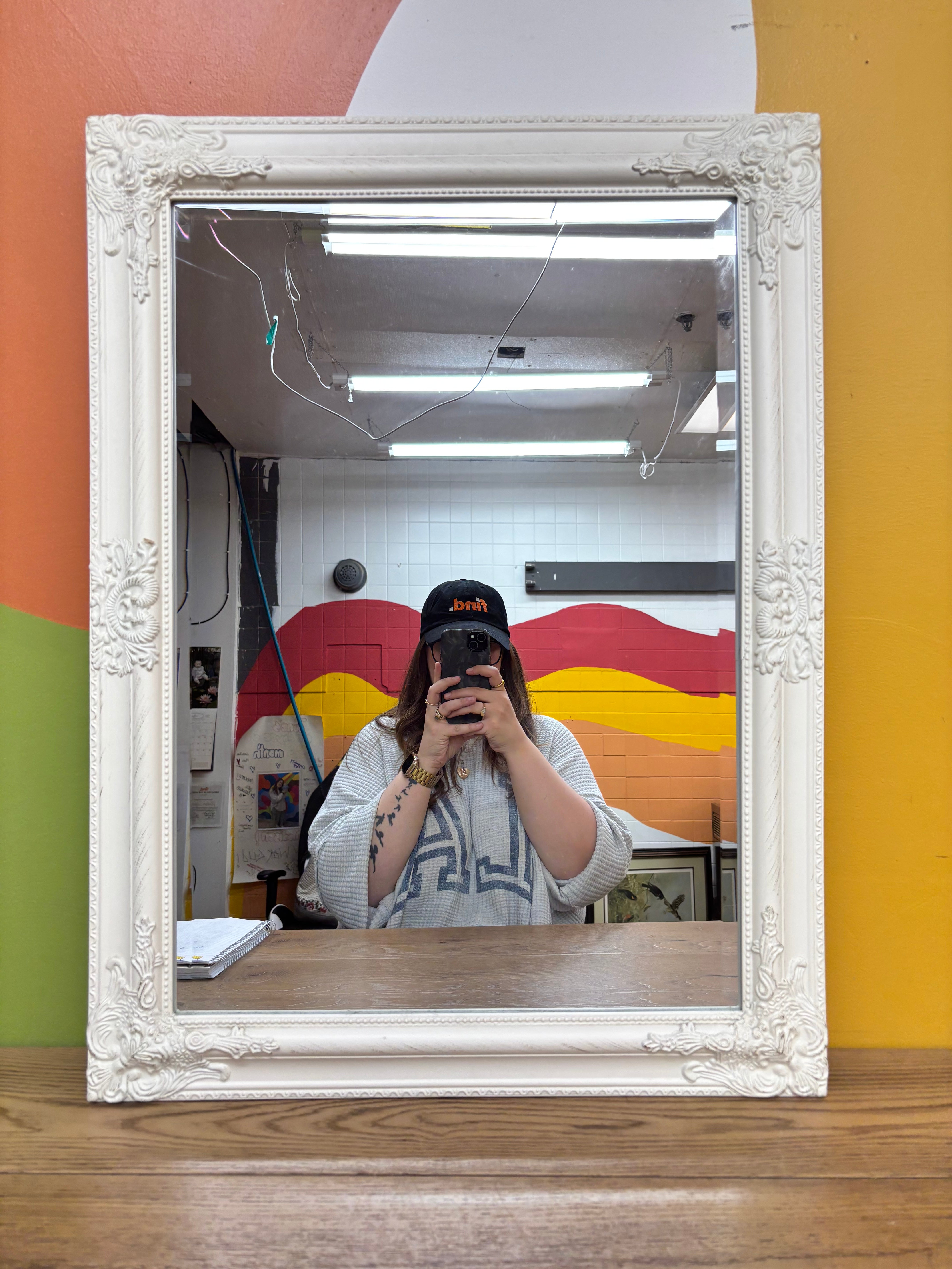 White Framed Ornate Mirror