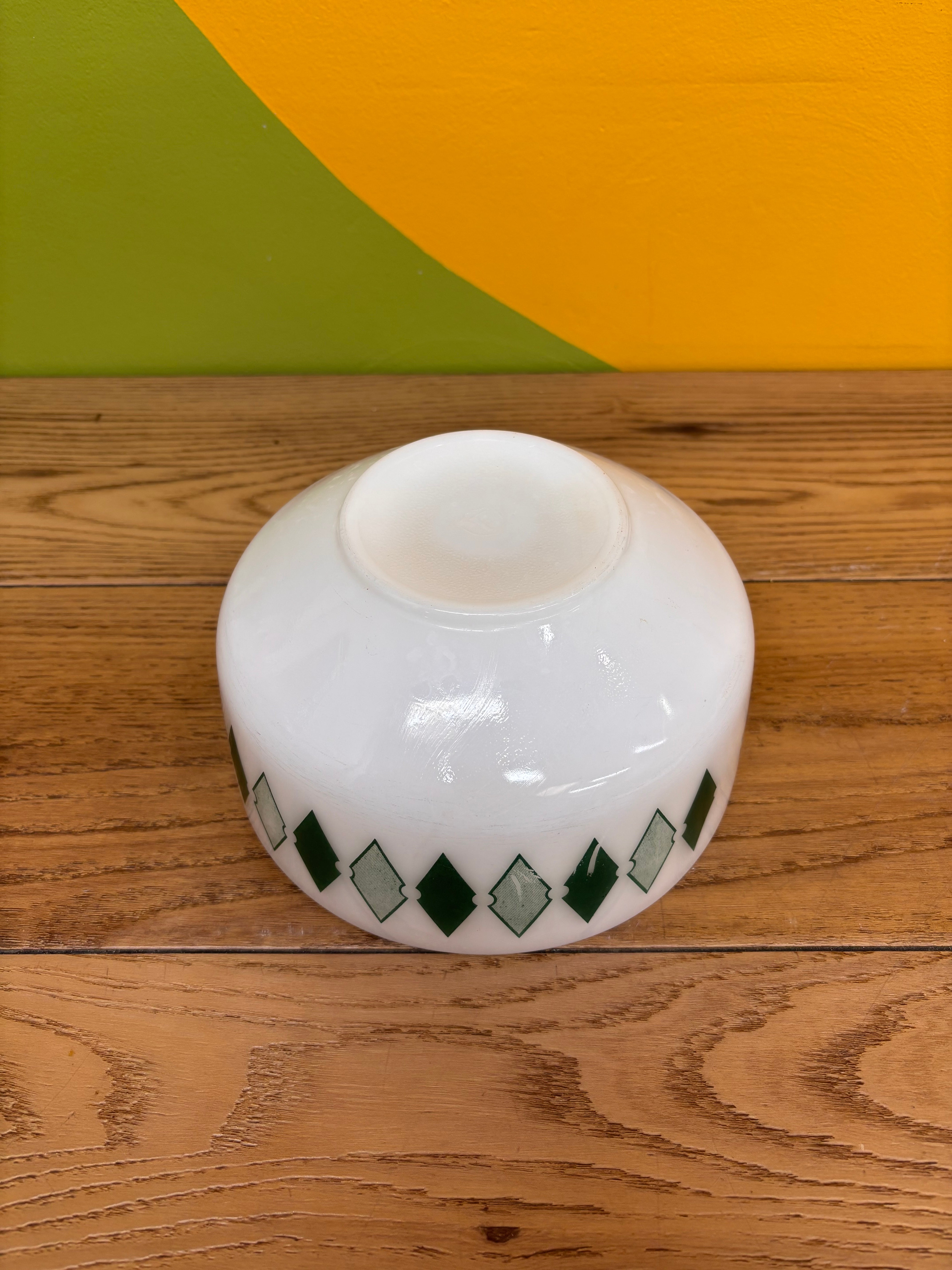 Green Diamond Milk Glass Bowl