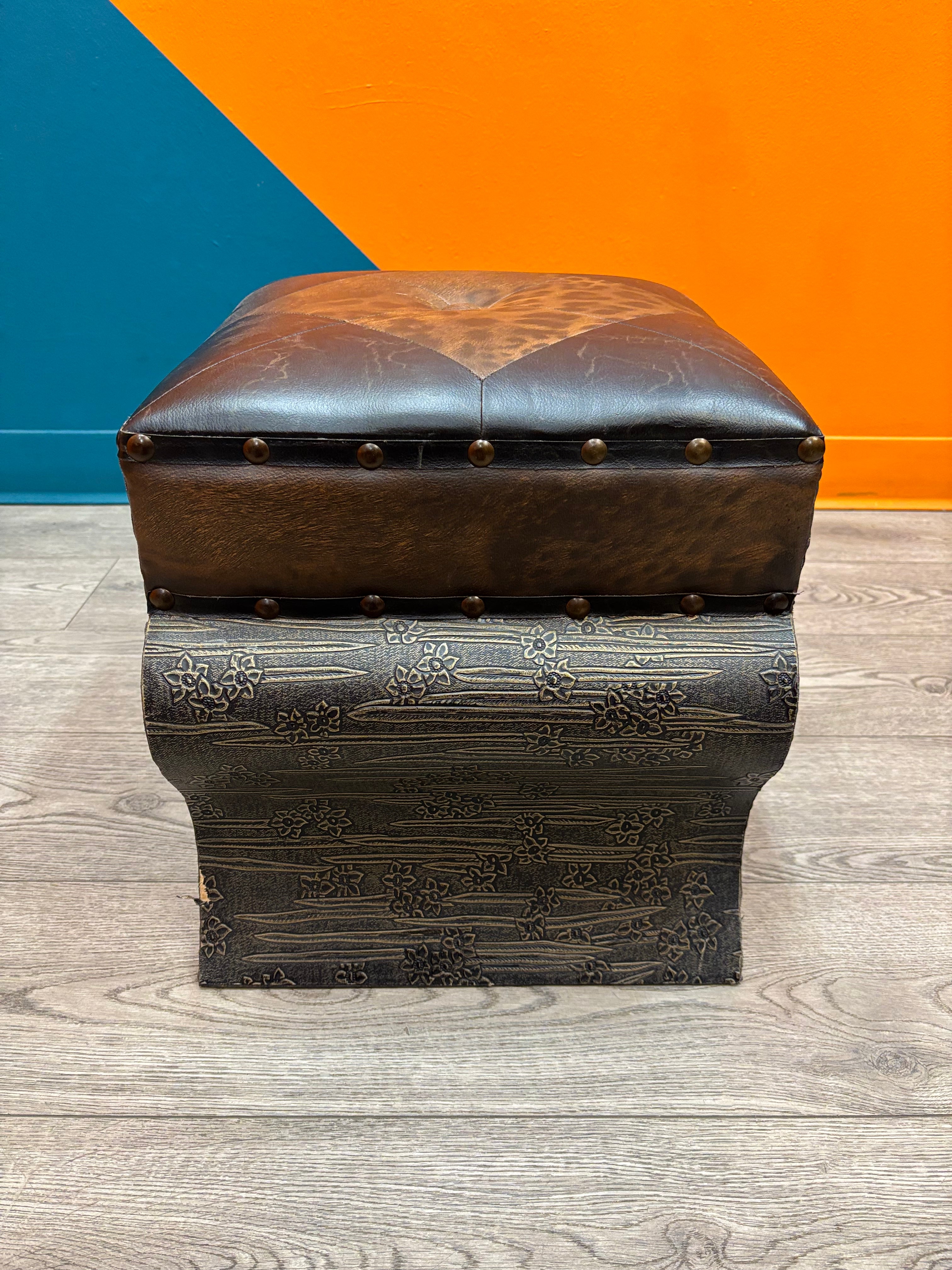 Faux Leather Ottoman