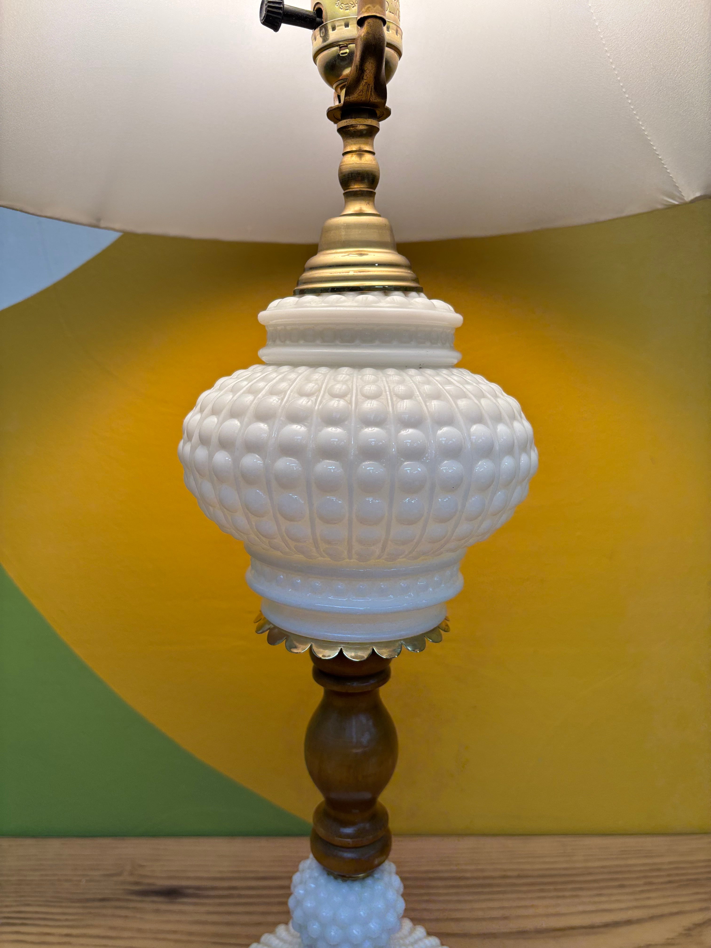 Hobnail Milk Glass Table Lamp