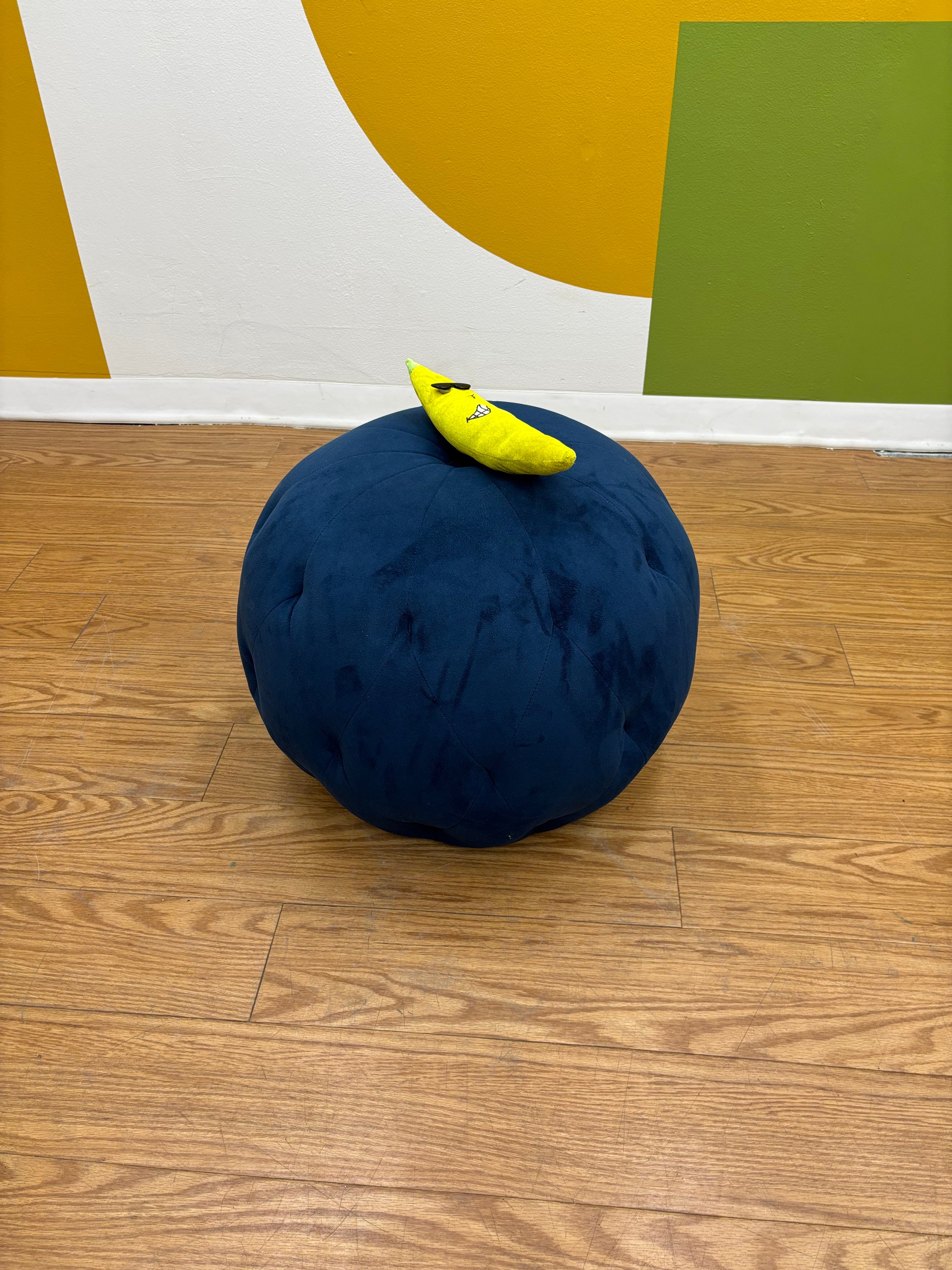 Blue Velvet Tufted Stool (2 available)