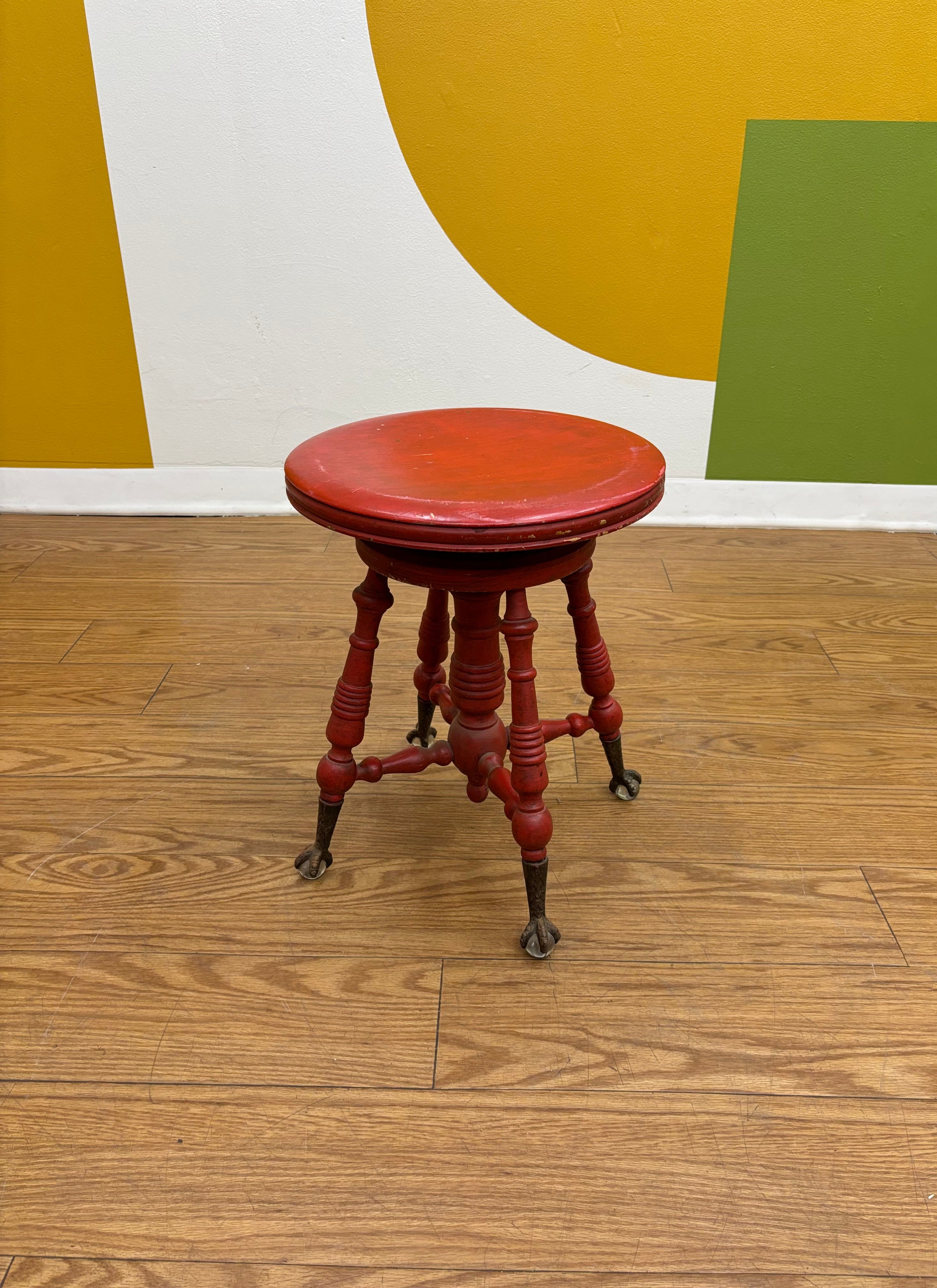 Red Claw Swivel Piano Stool
