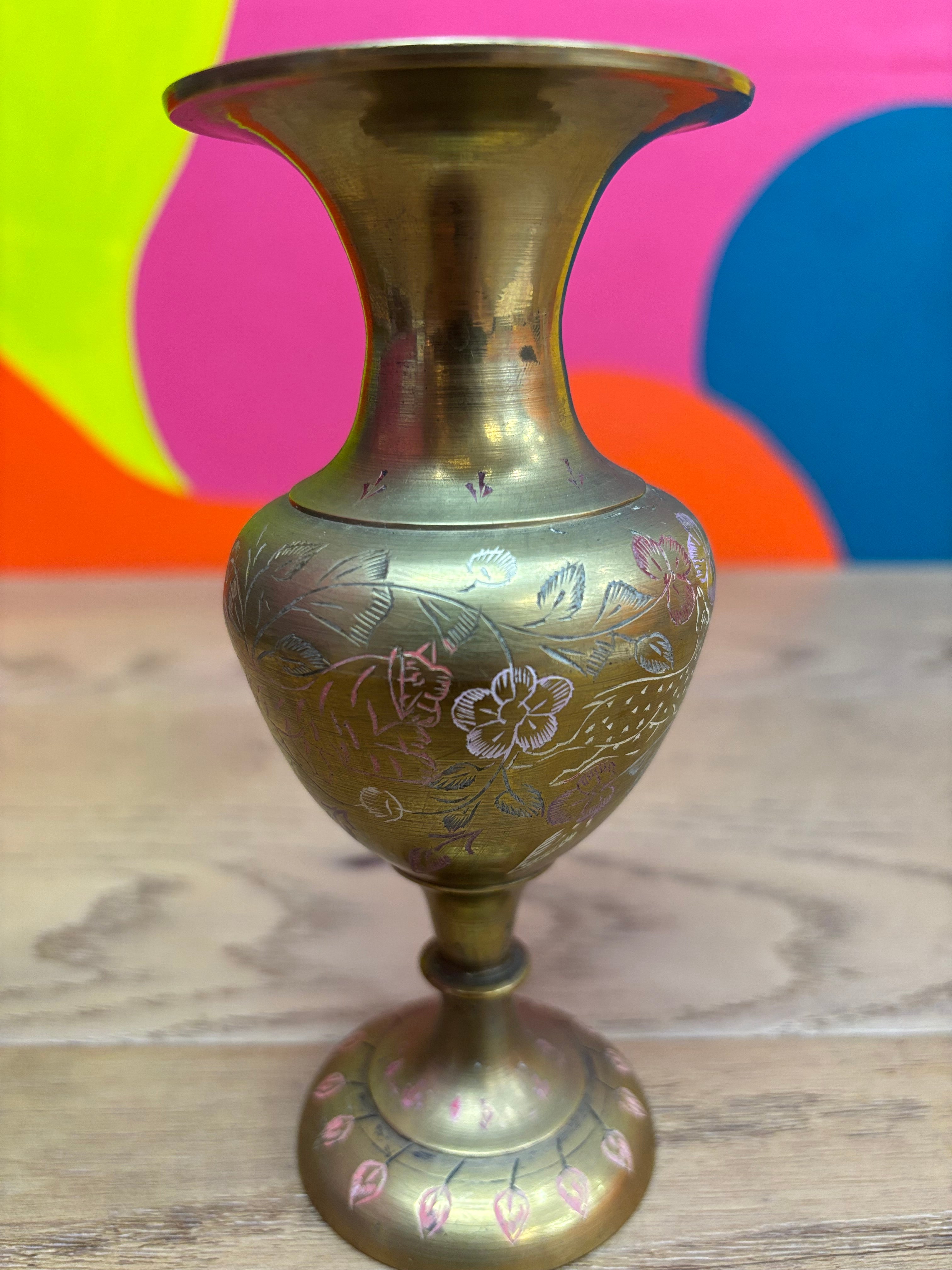 Small Hand Painted Metal Vase