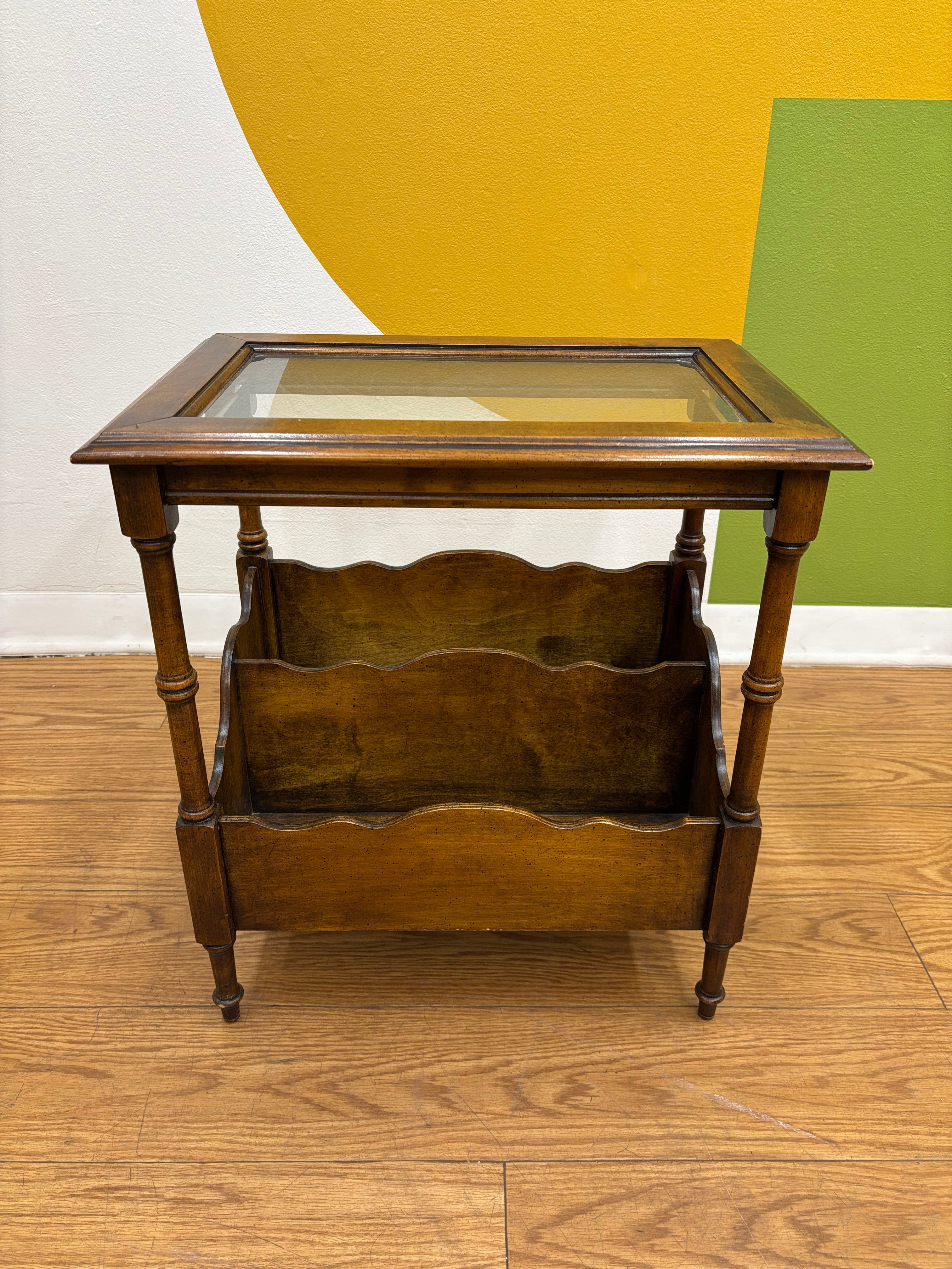 Wood Side Table with Bottom Storage