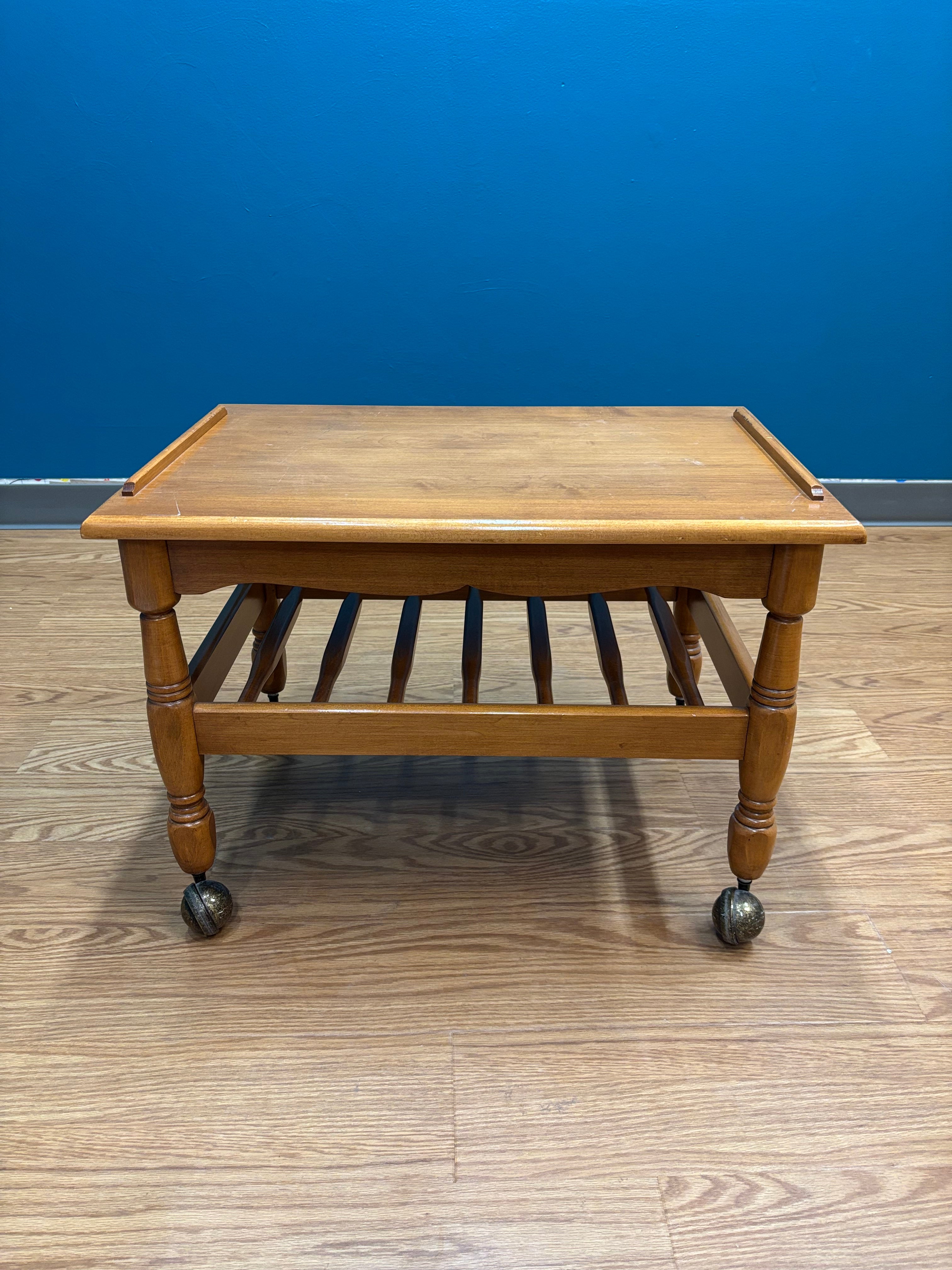 Wood Rolling End Table