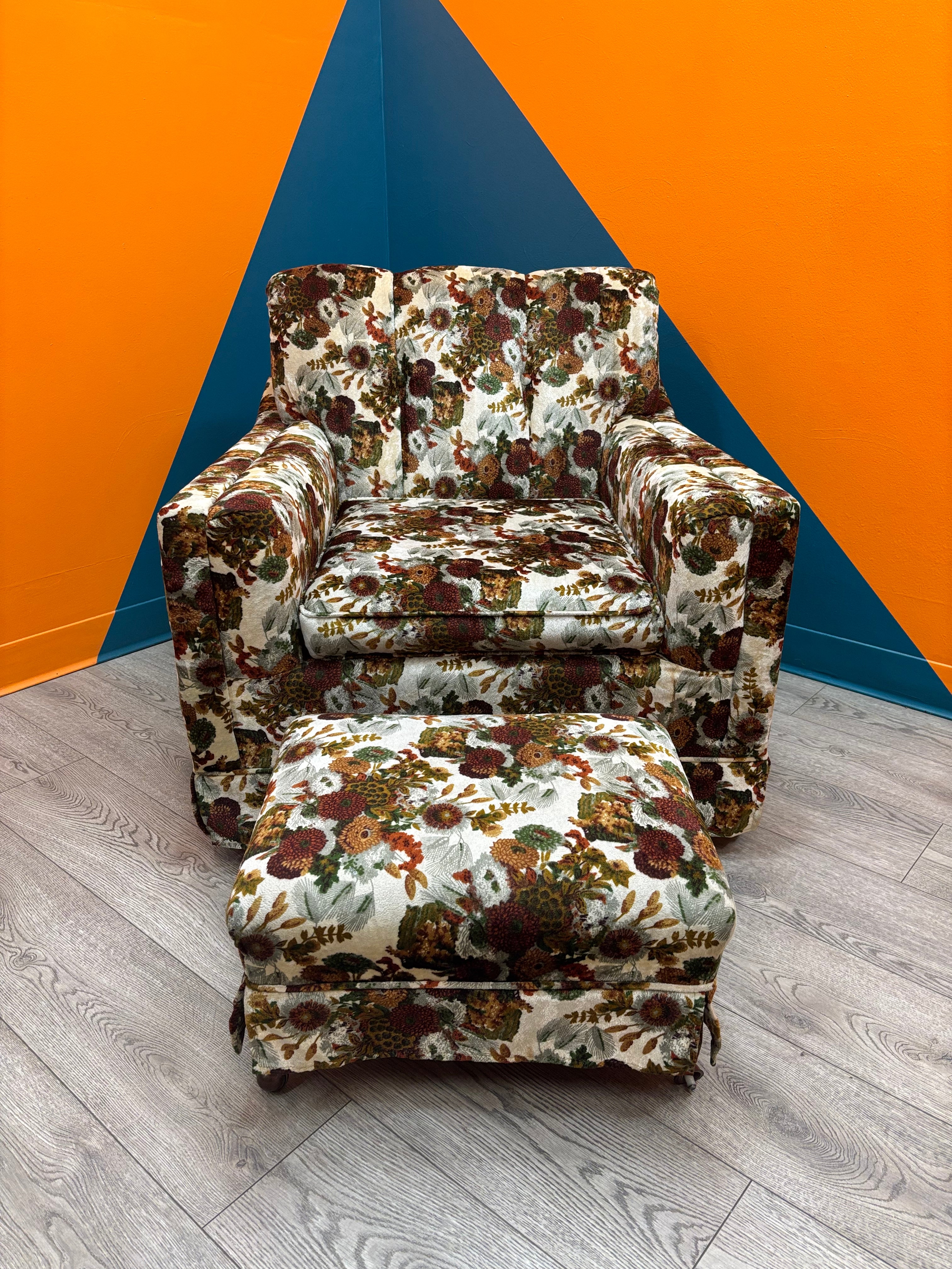 Floral Armchair & Ottoman