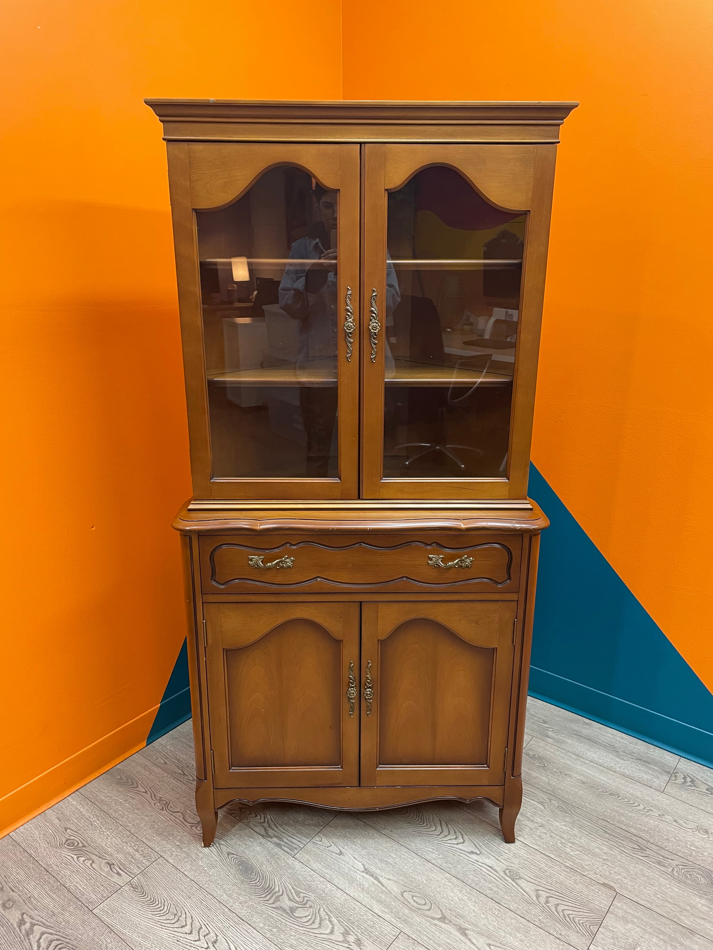 Wood & Glass Corner Cabinet