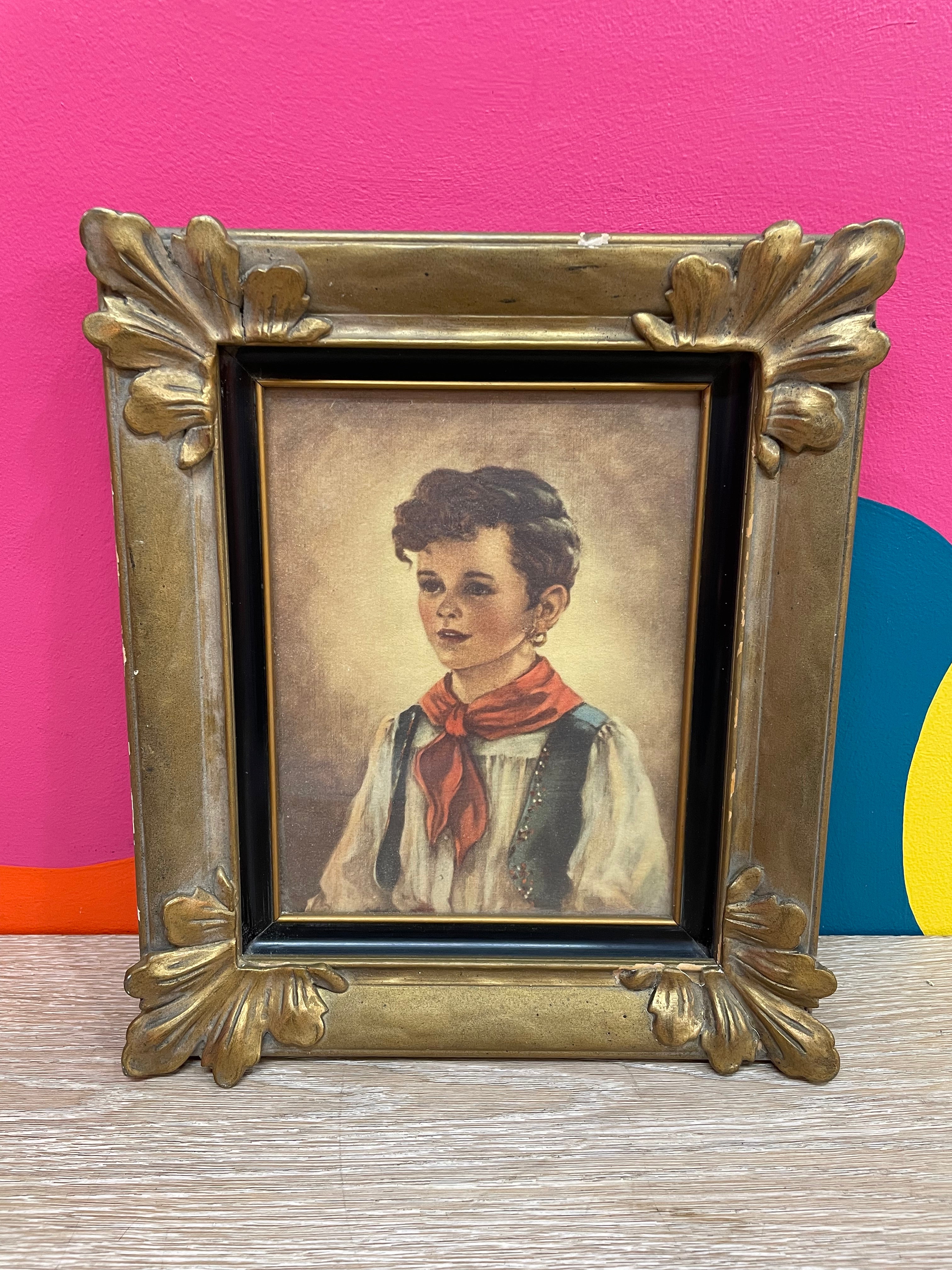 Gold Framed Boy Print