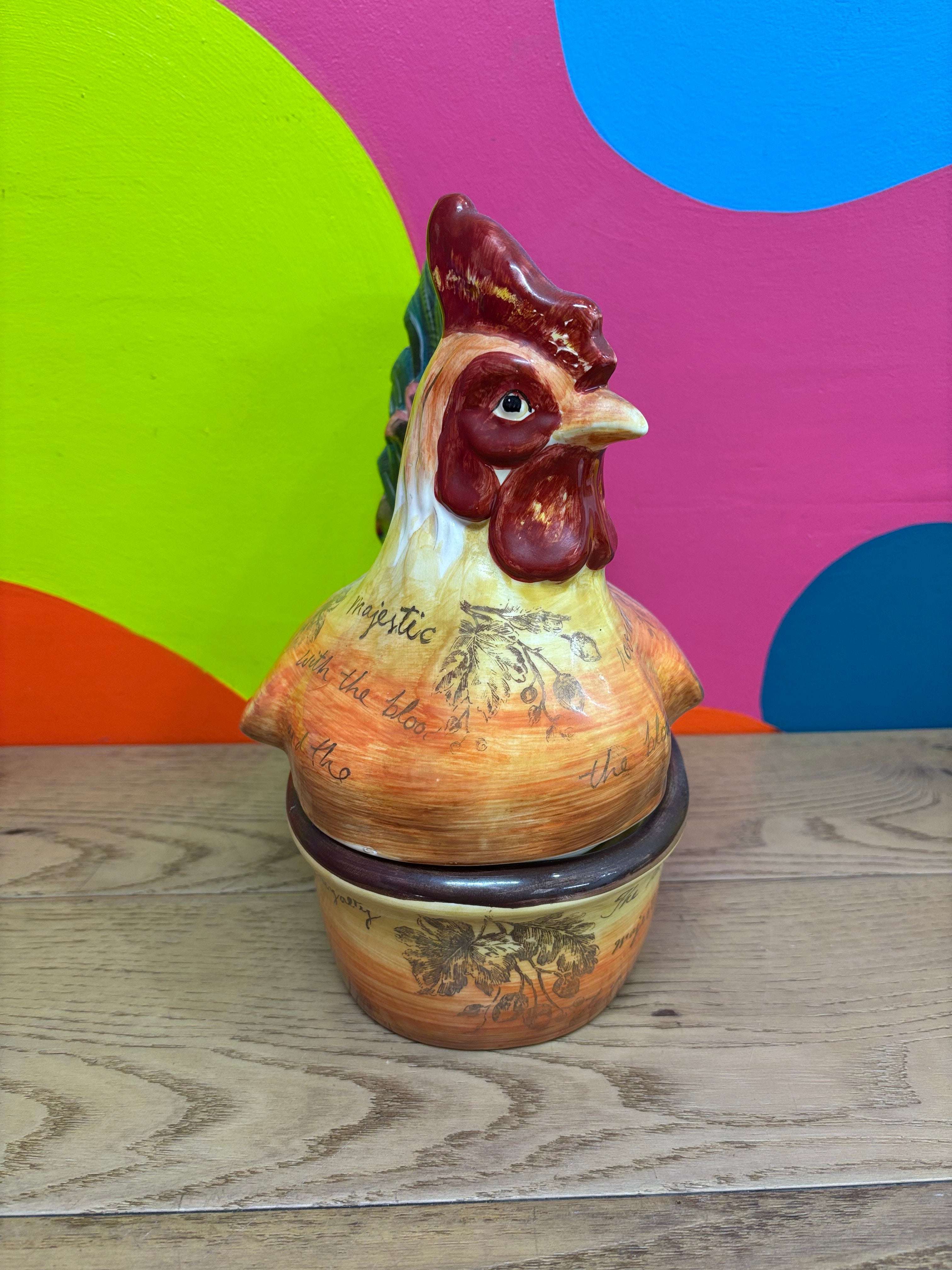 Hand Painted Rooster Jar