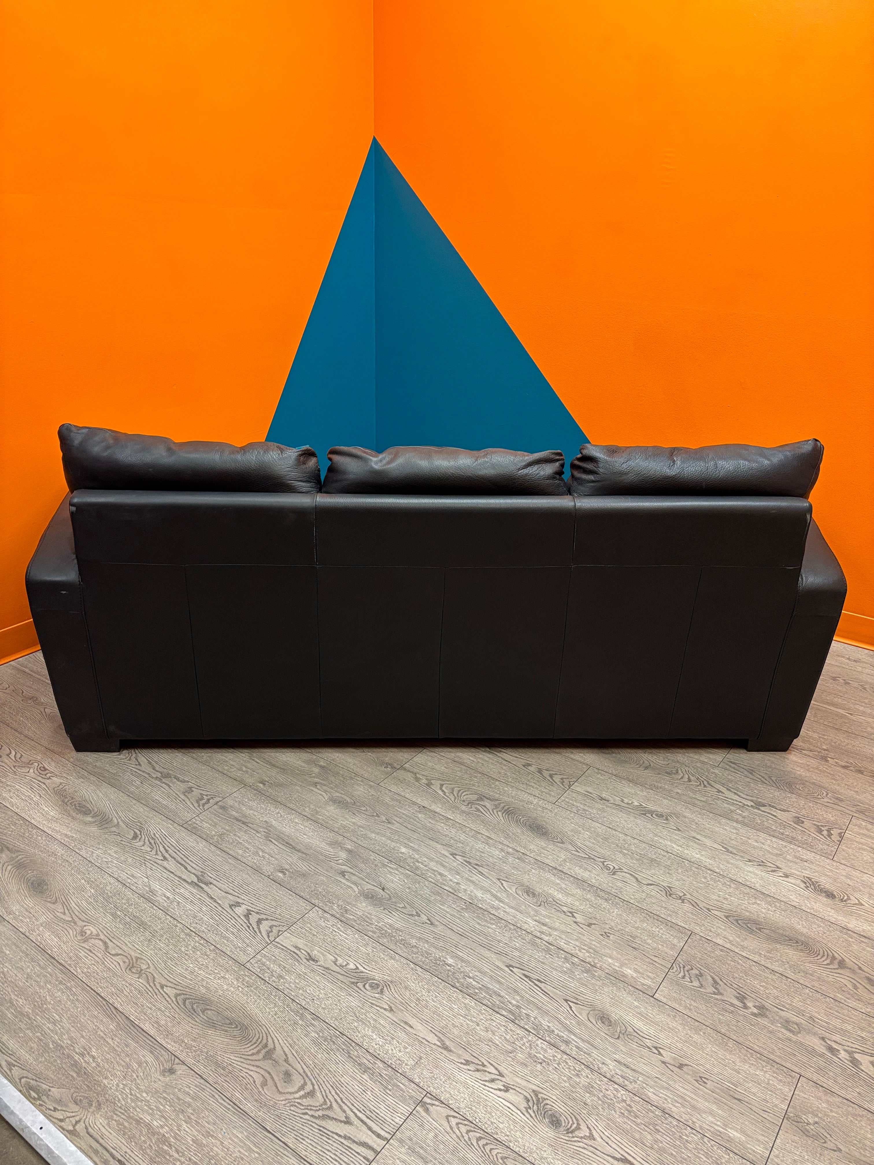 Black Leather Sofa (Natuzzi)