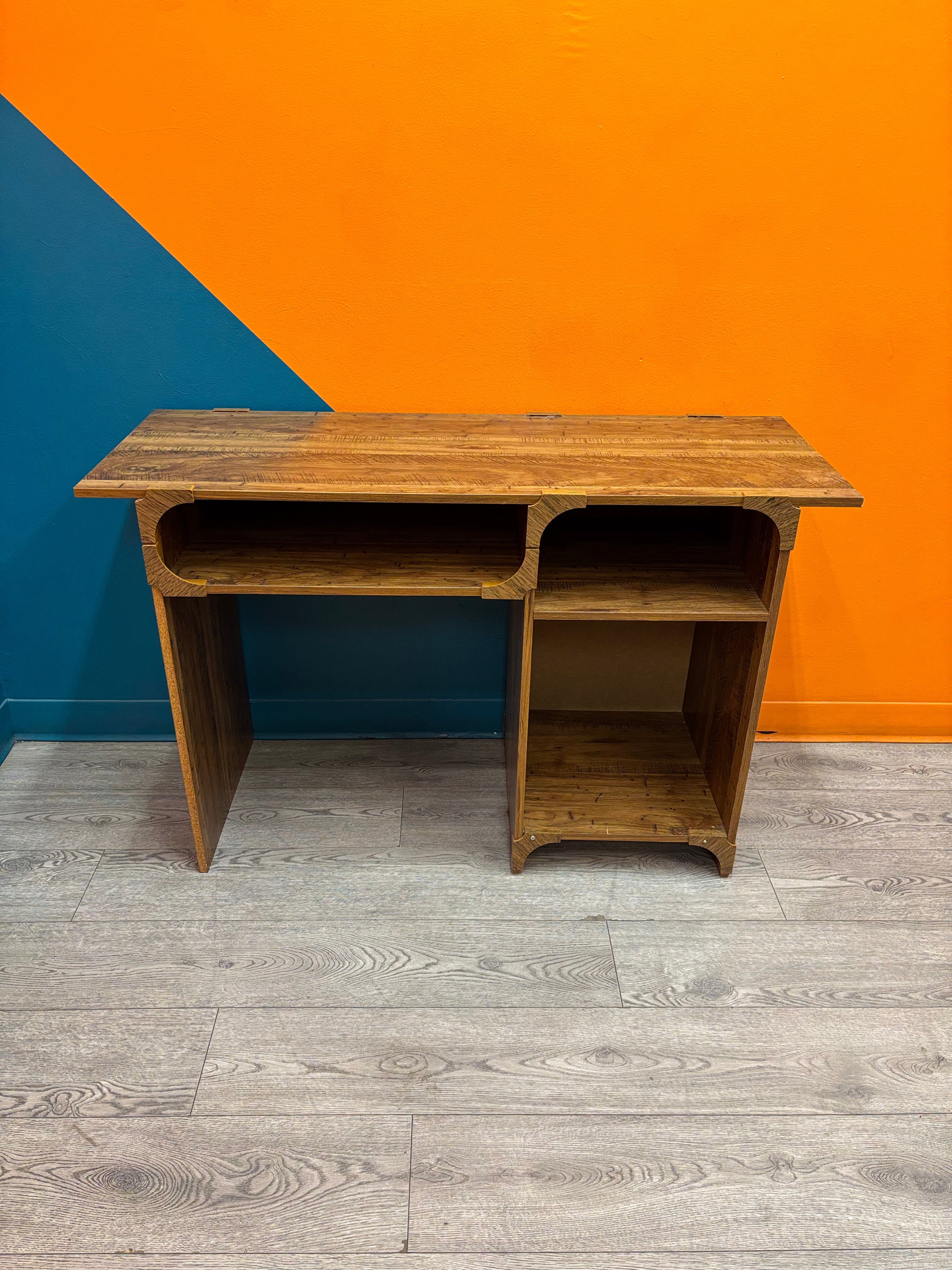 Wood Desk with Storage Cubbies