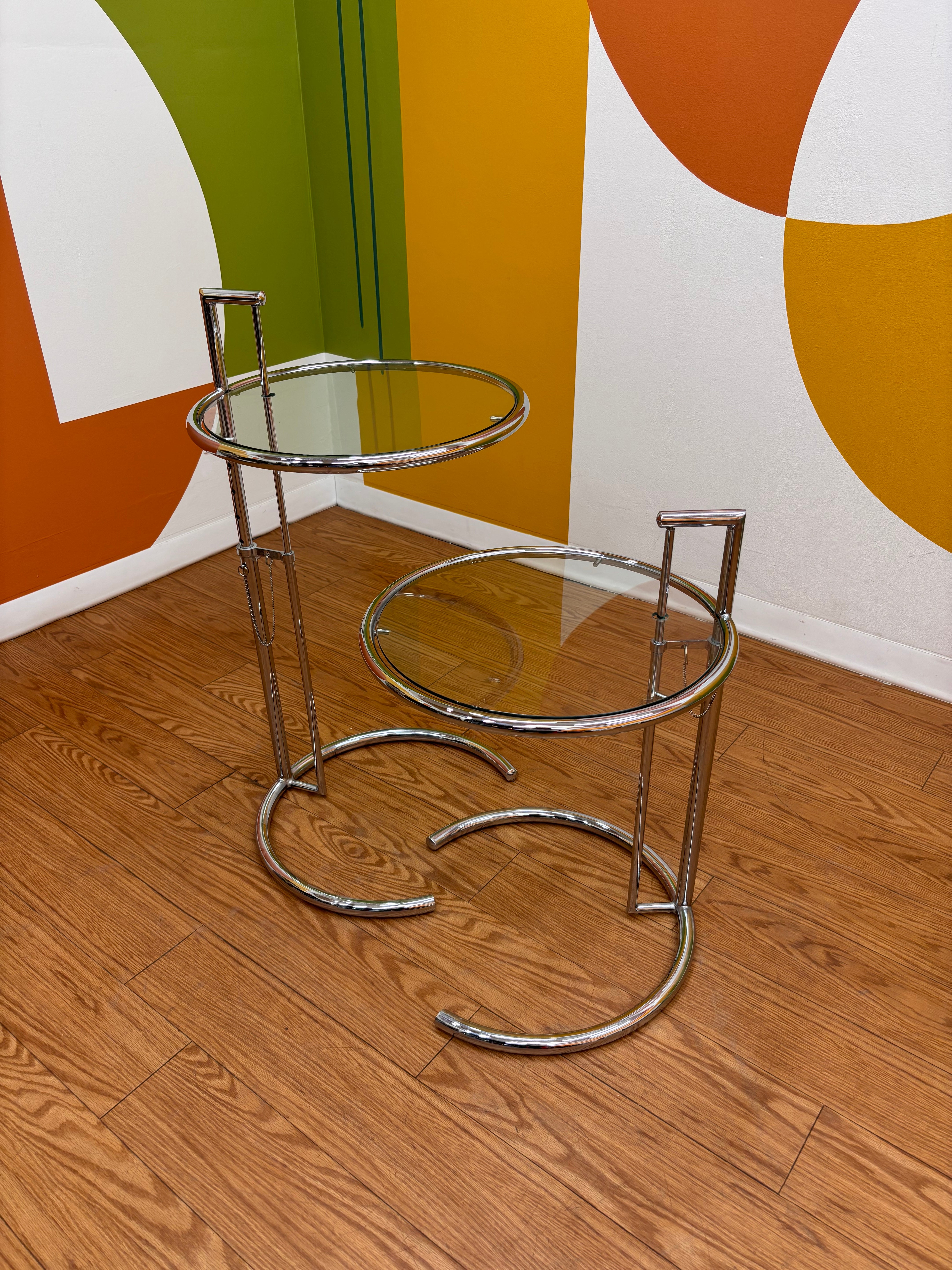 Adjustable Chrome Side Tables (2)