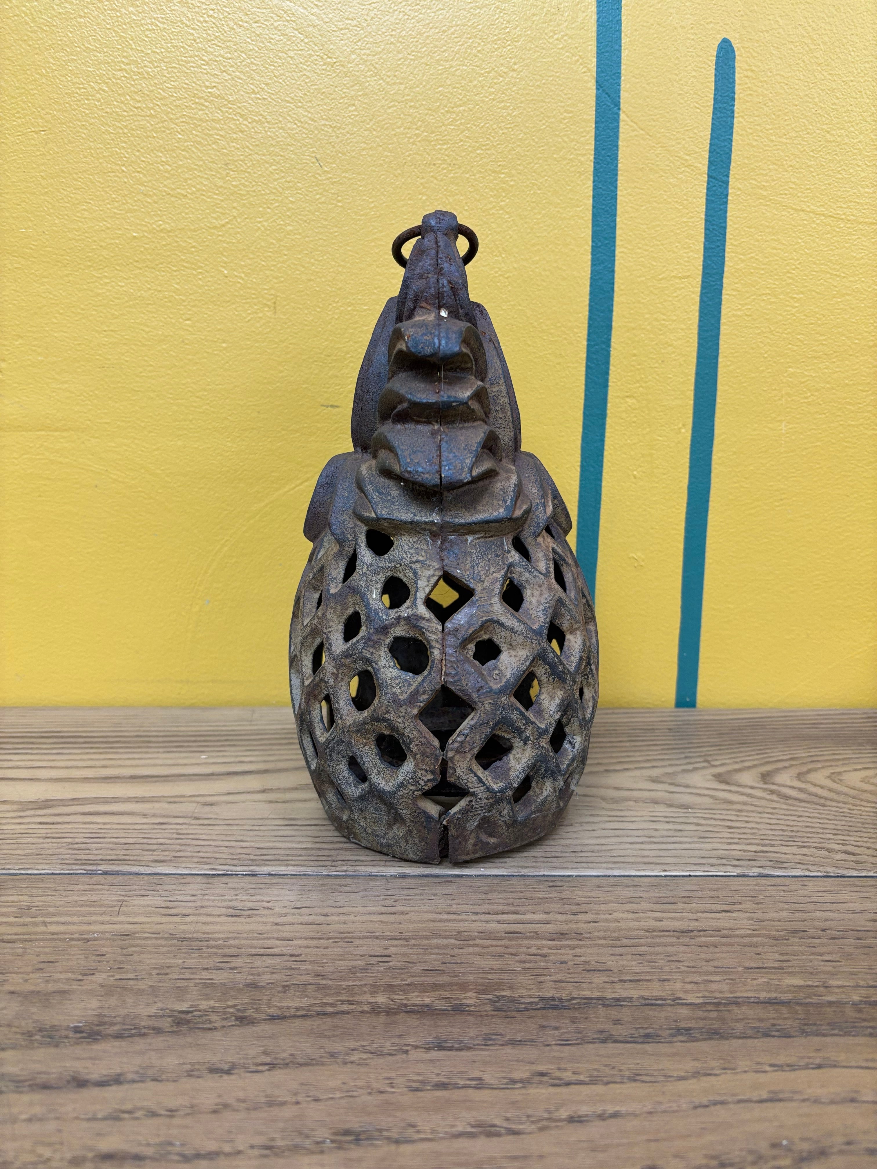Cast Iron Pineapple Lantern Candle Holder