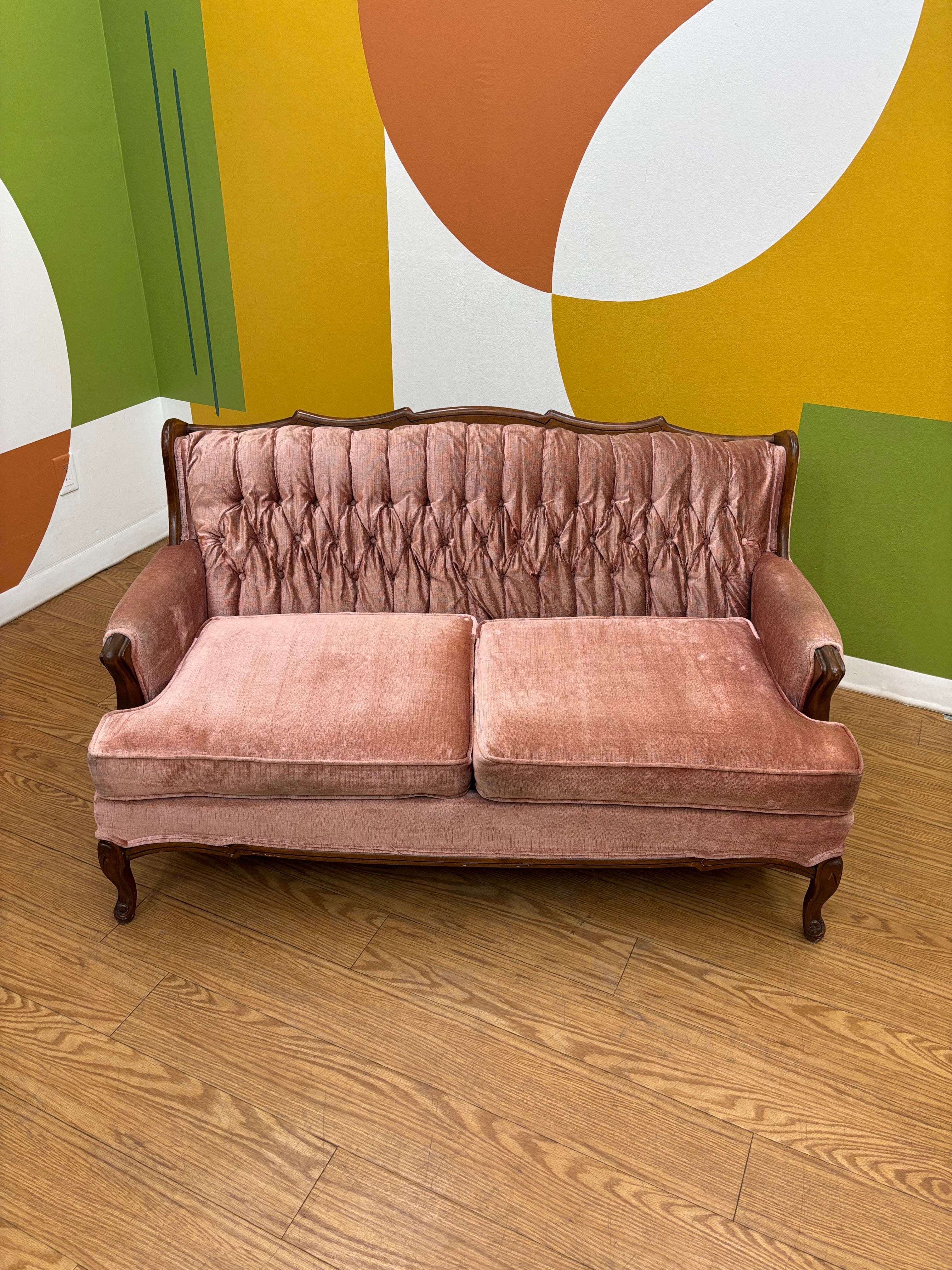 Tufted Pink Loveseat