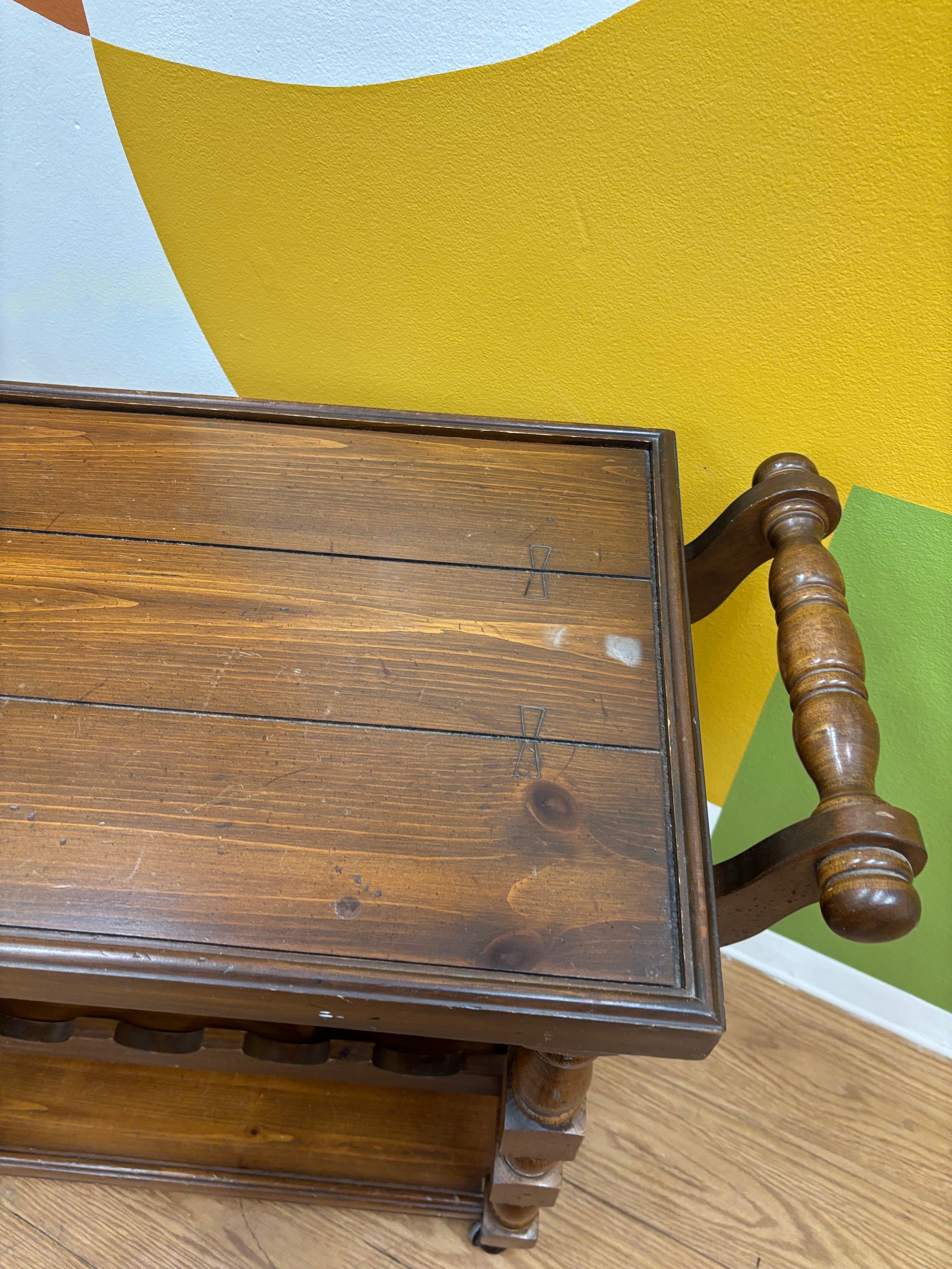 Rolling Wood Bar Cart