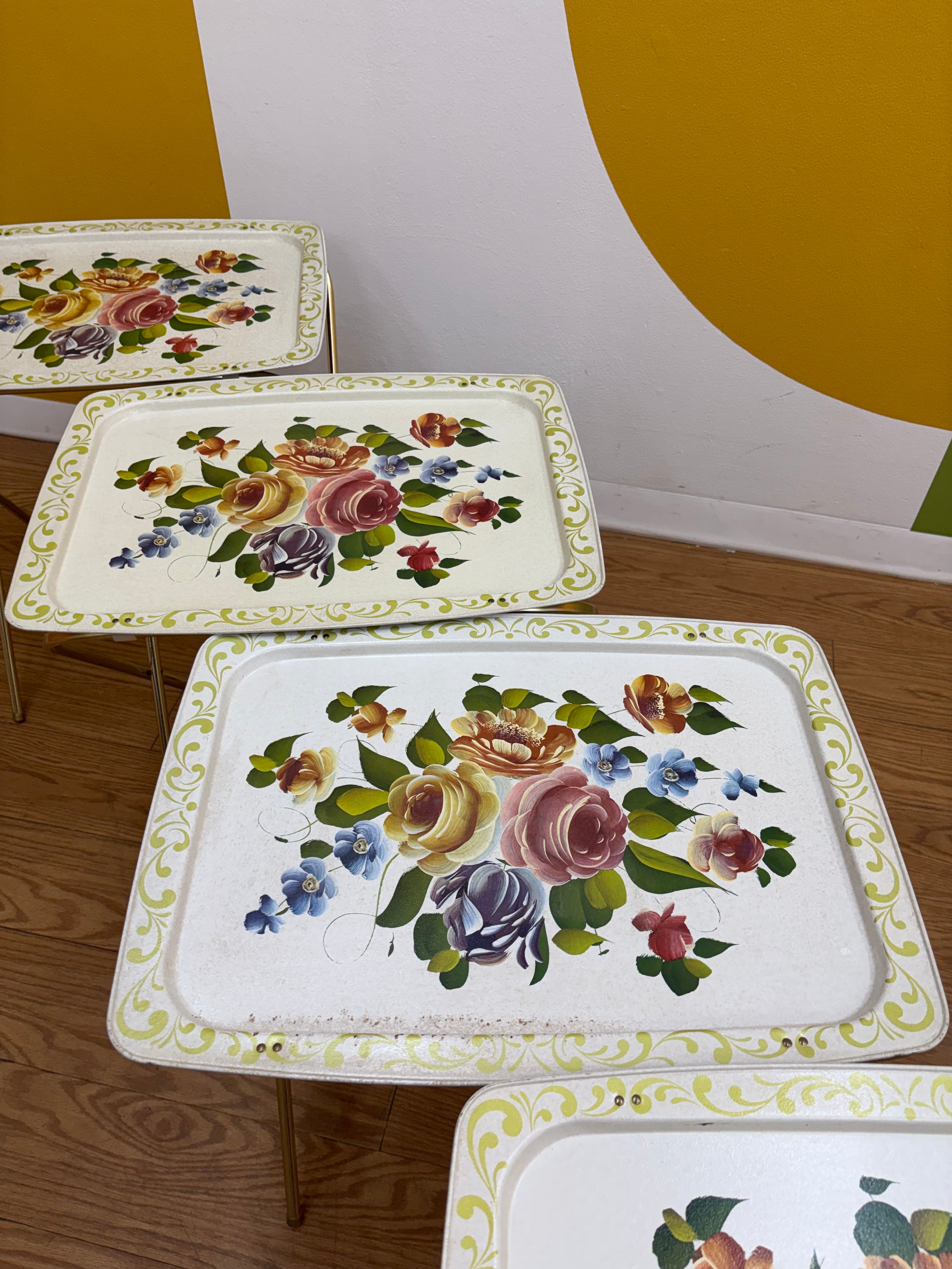 Set of 4 Floral TV Trays