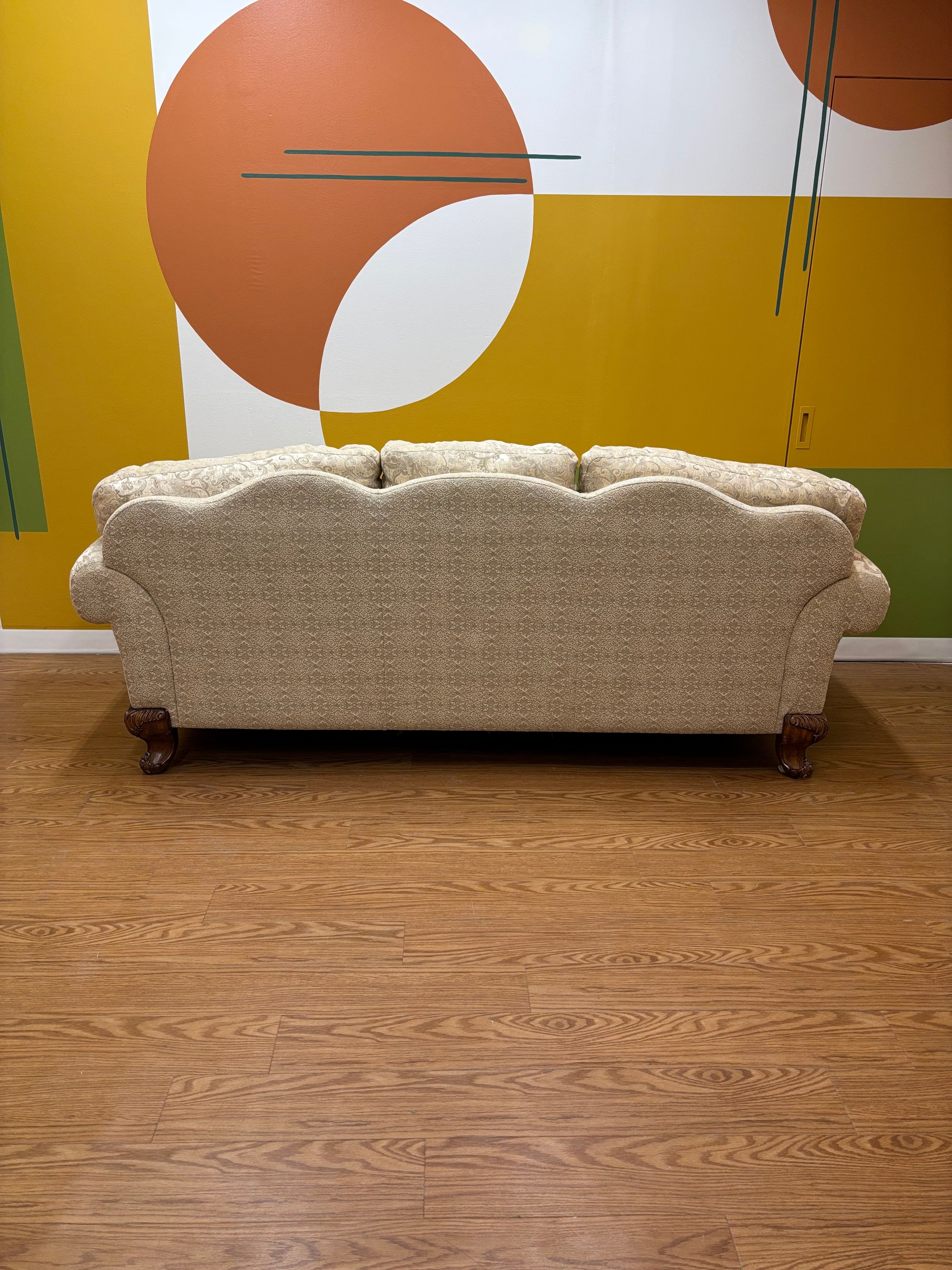 Fabric & Wood Carved Sofa