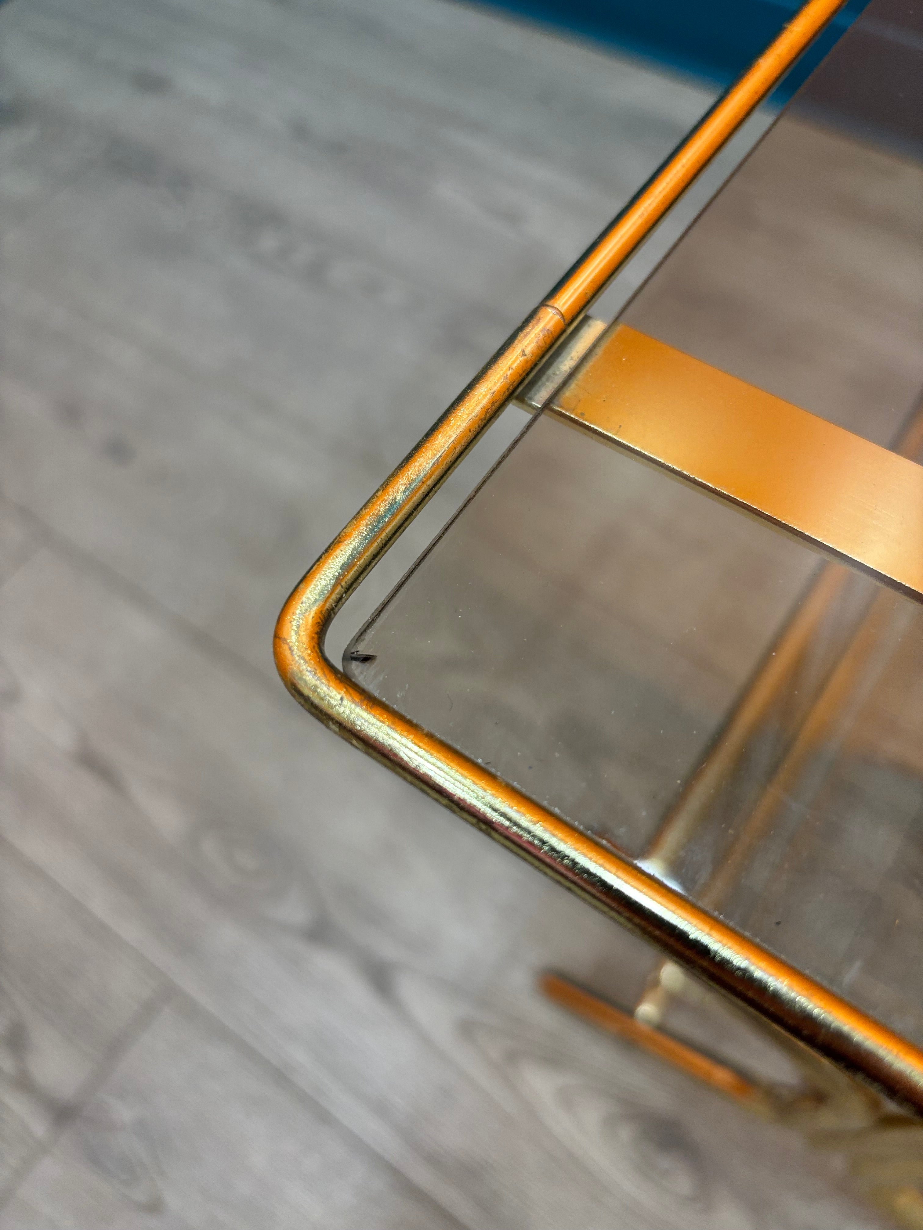 Gold Metal and Glass Table