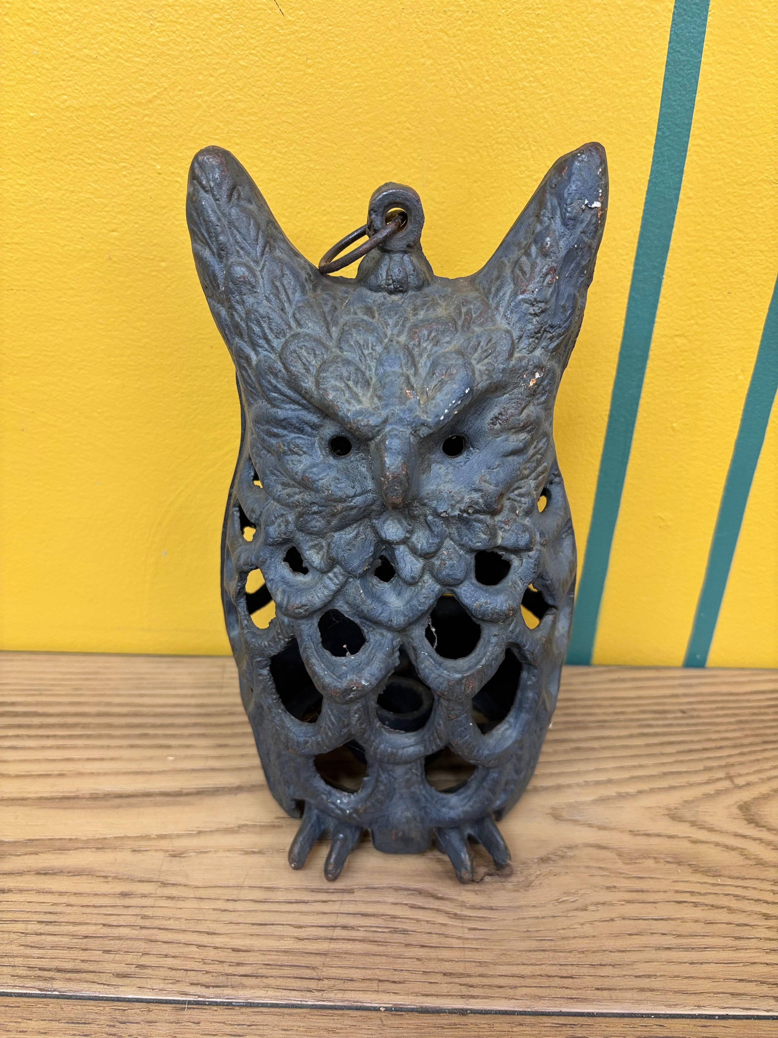 Cast Iron Owl Lantern Candle Holder