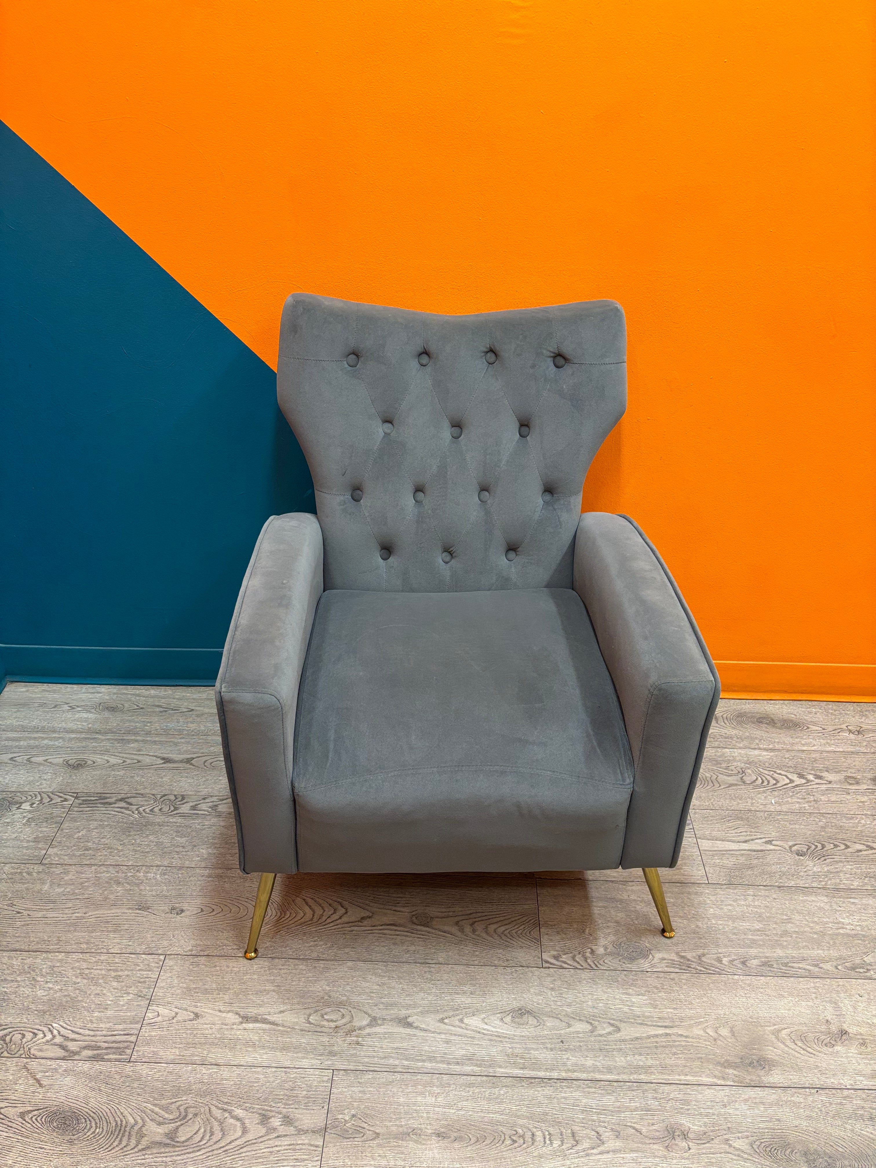 Grey Velvet Armchair (2 available)