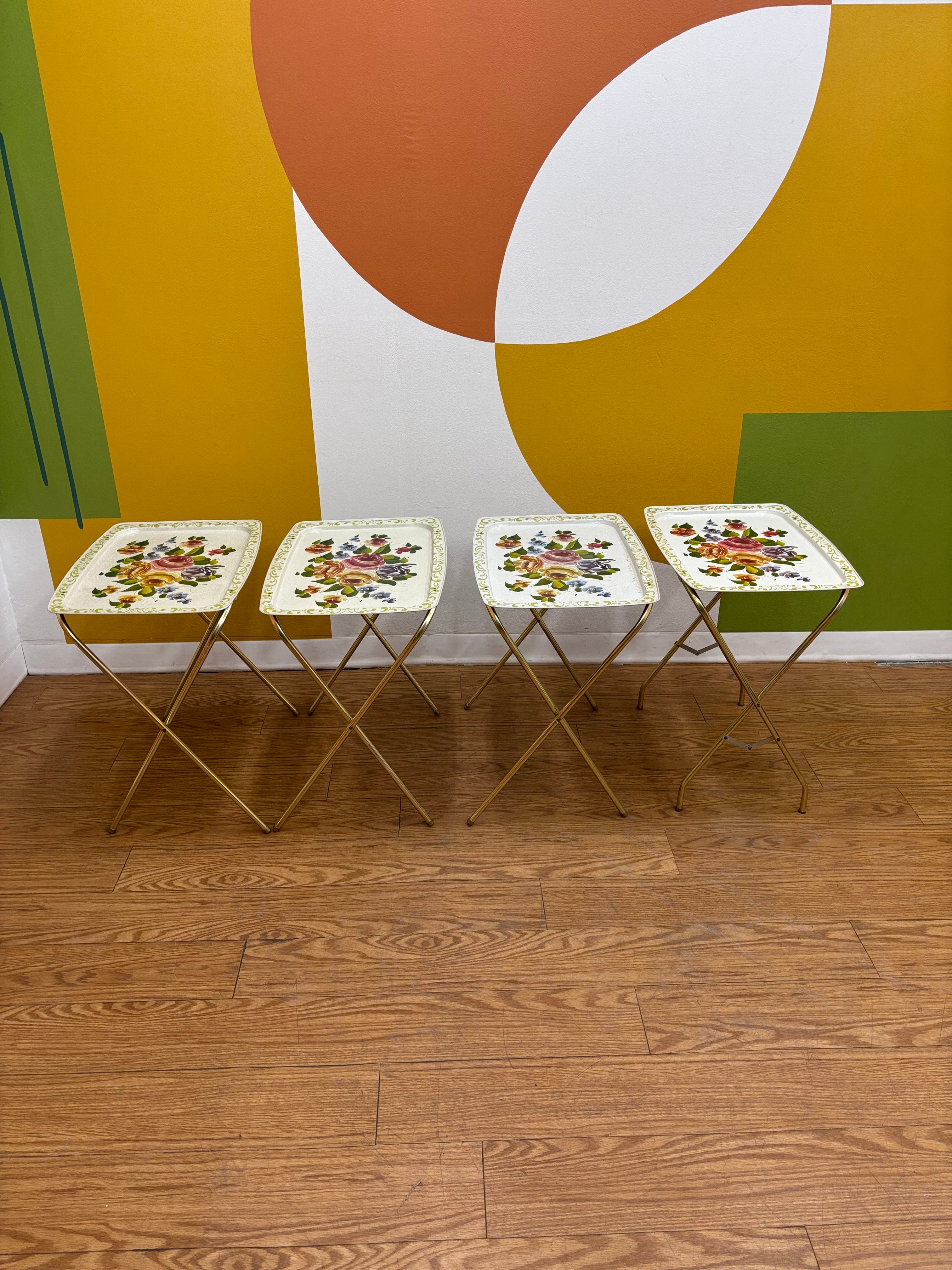 Set of 4 Floral TV Trays