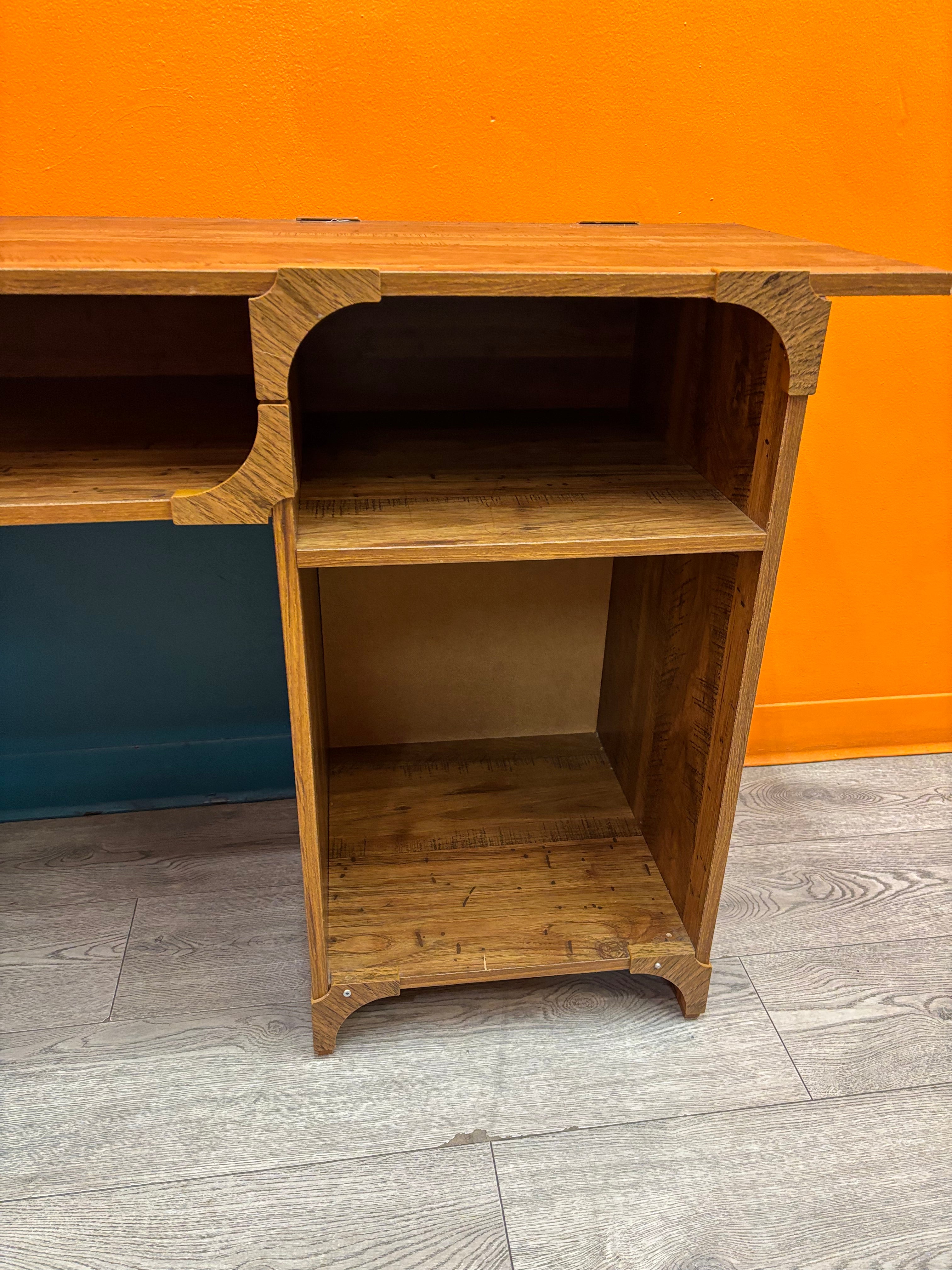 Wood Desk with Storage Cubbies