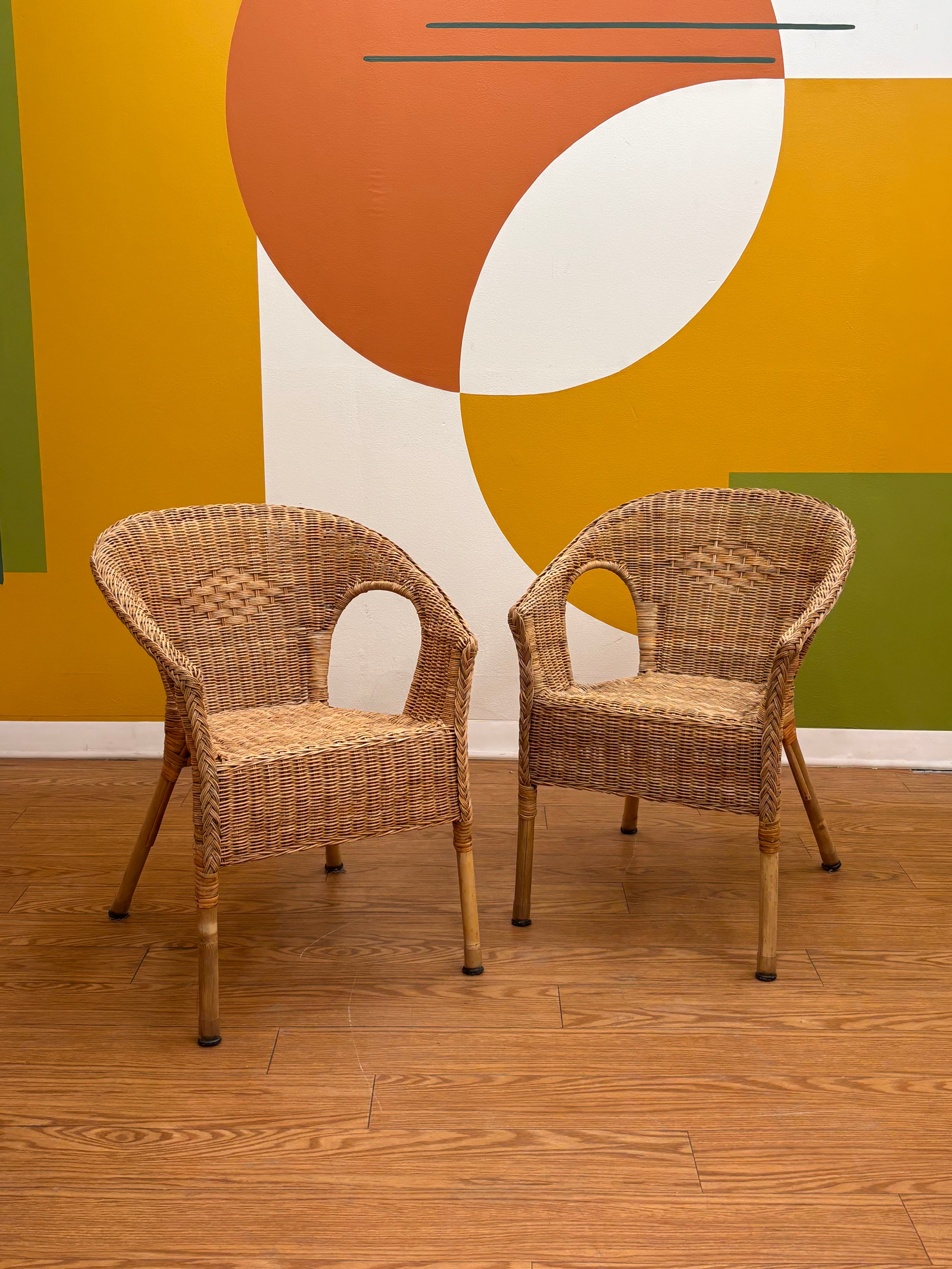Set of 2 Rattan Chairs