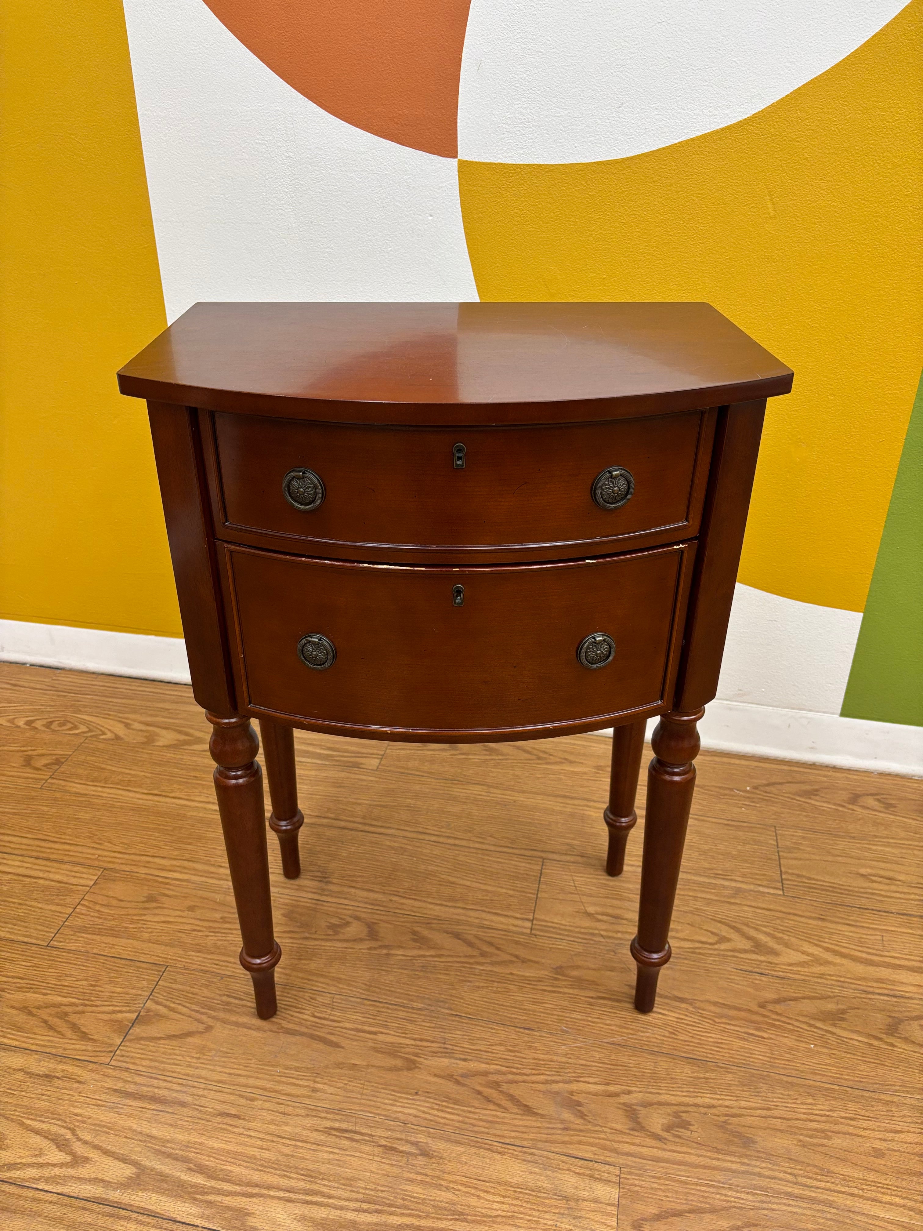 Wood Side Table with Drawers
