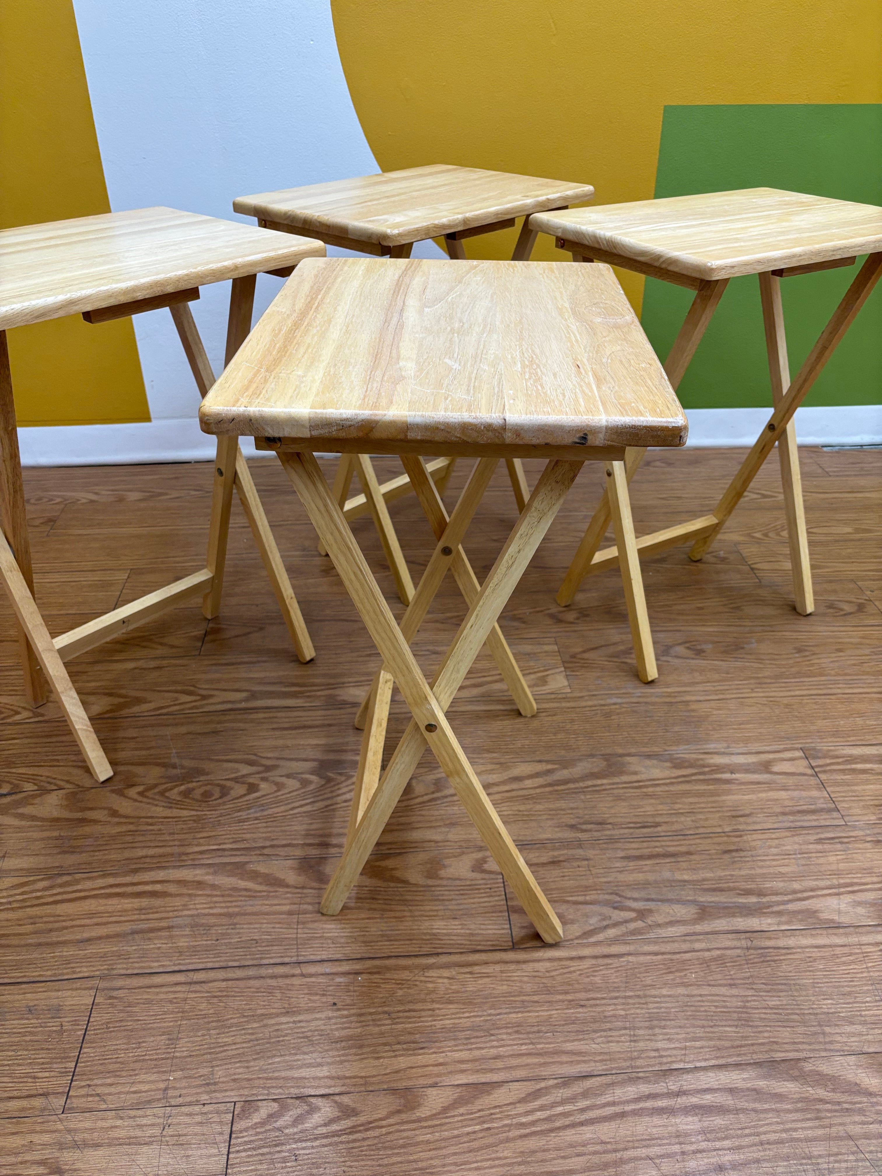 Set of 4 Wood TV Trays
