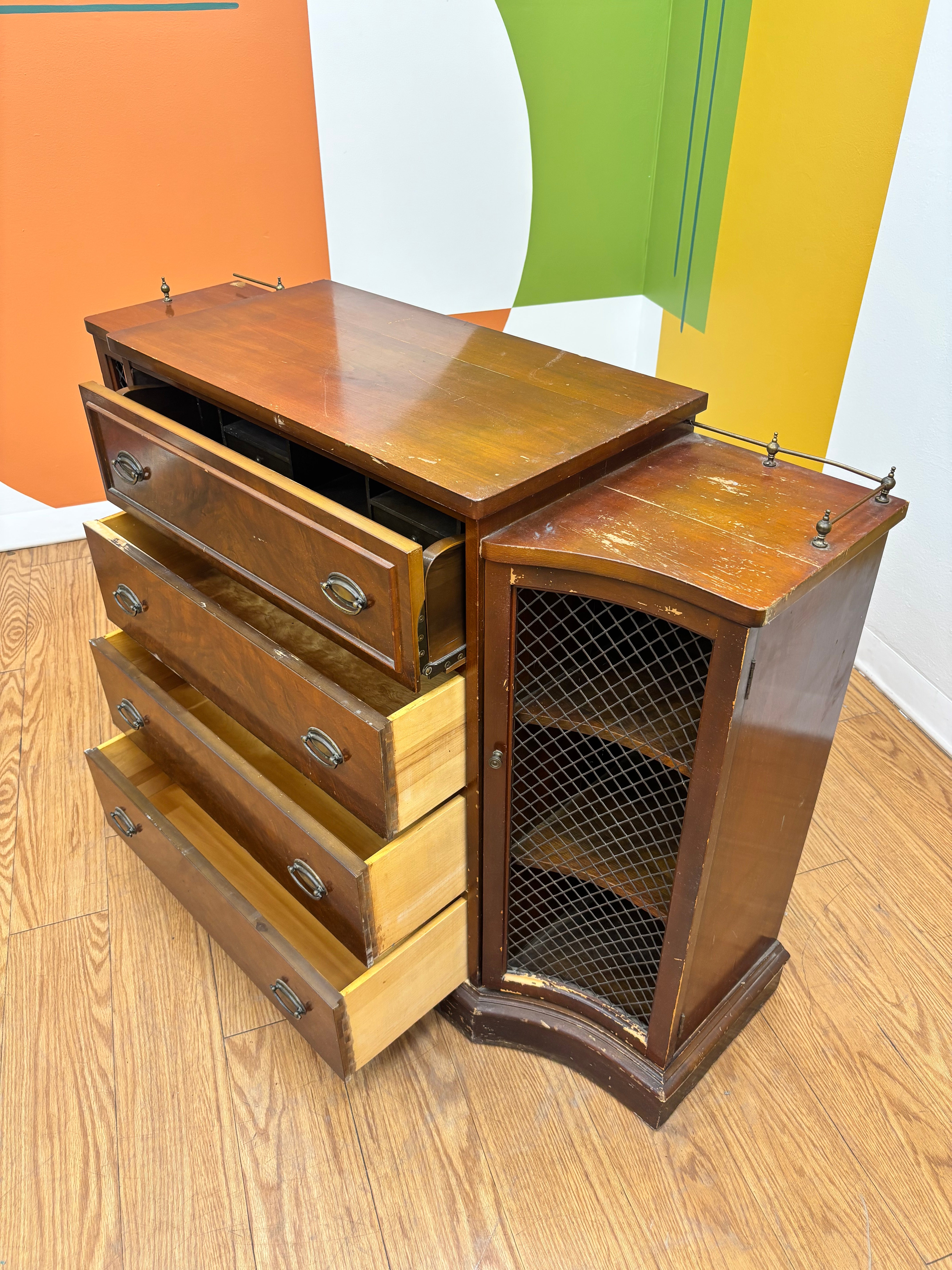 Wood Cabinet with Drop Down Drawer