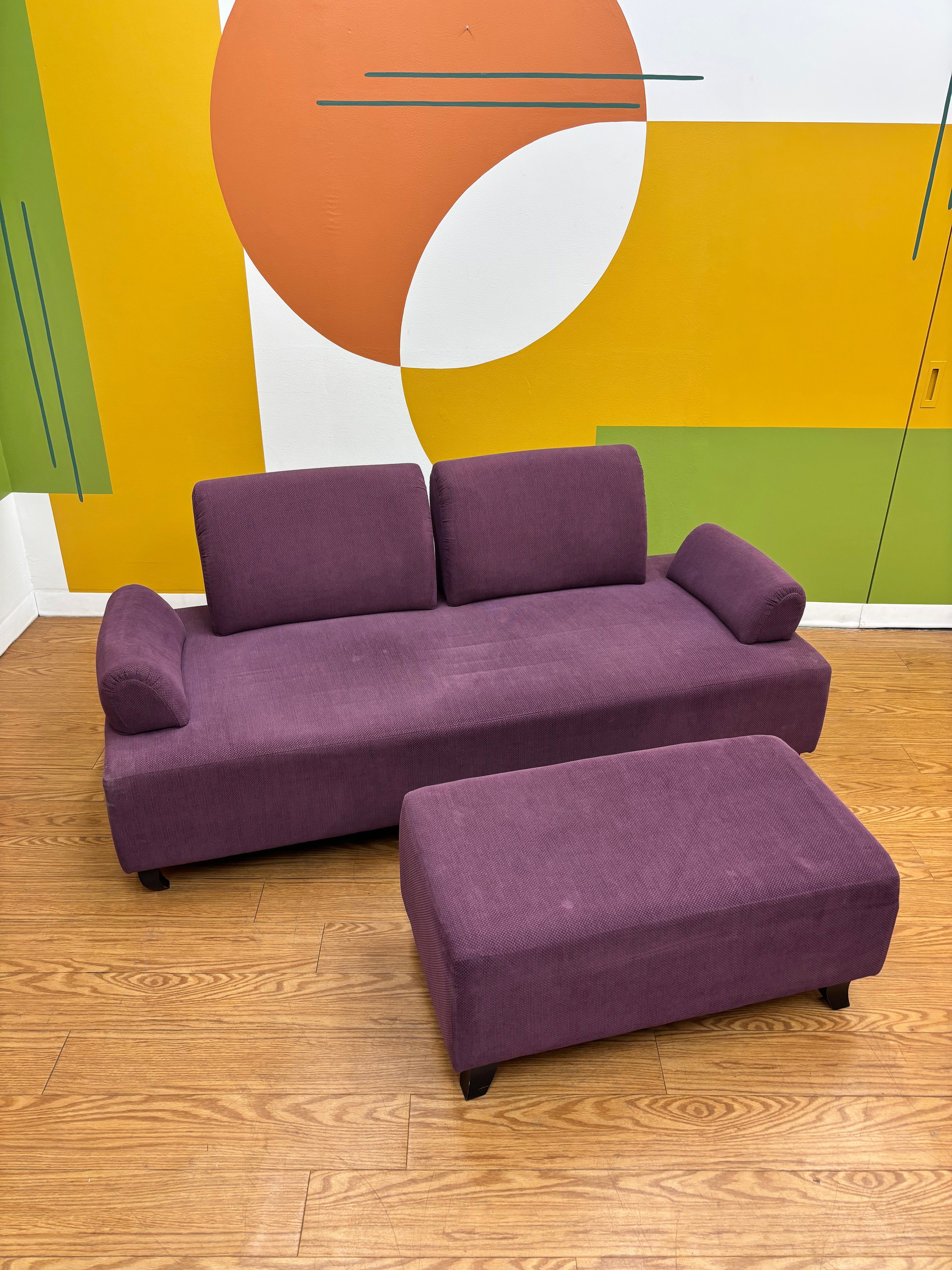 Purple Sofa with Matching Ottoman