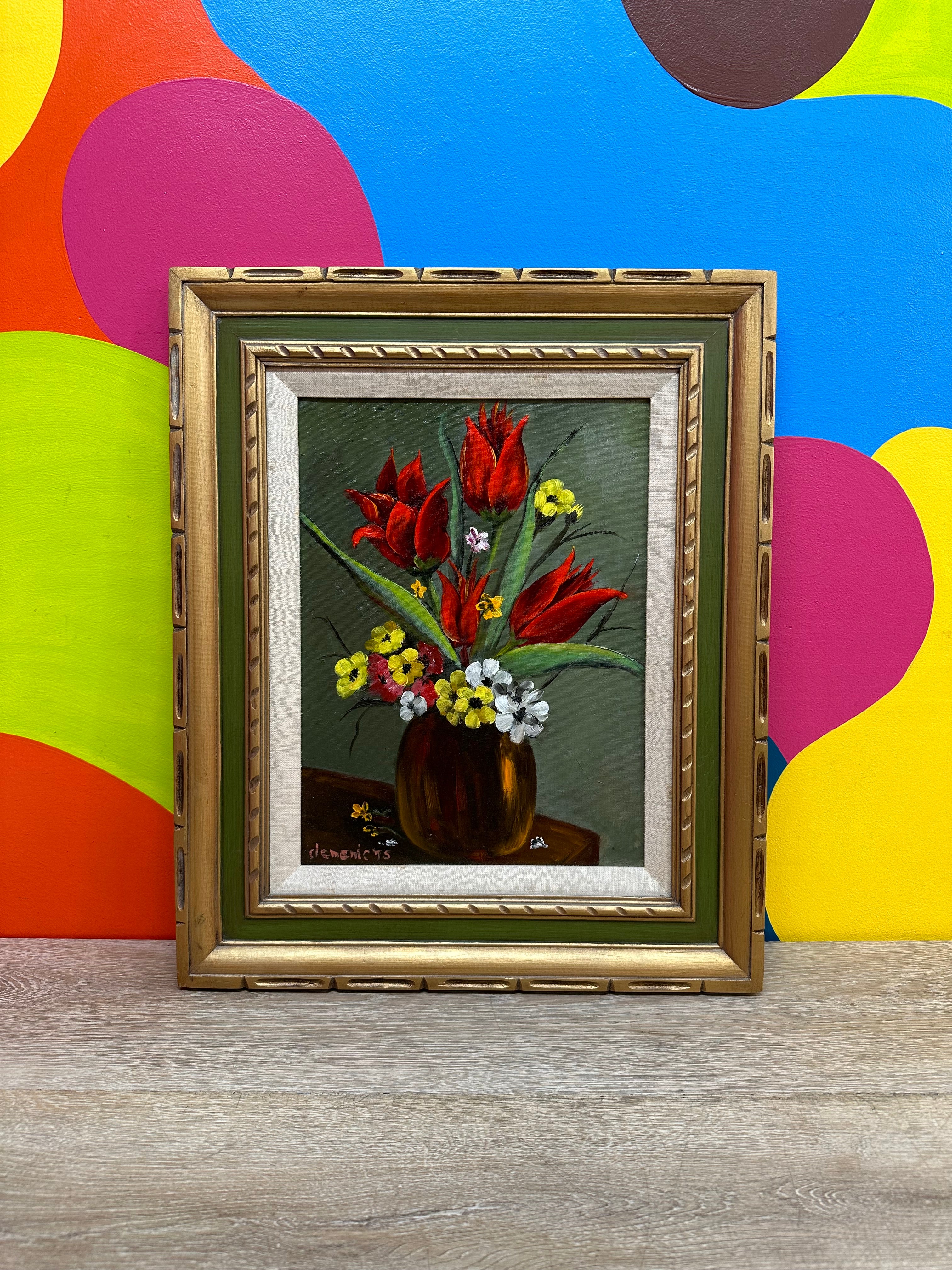 Flower Painting in Gold Frame