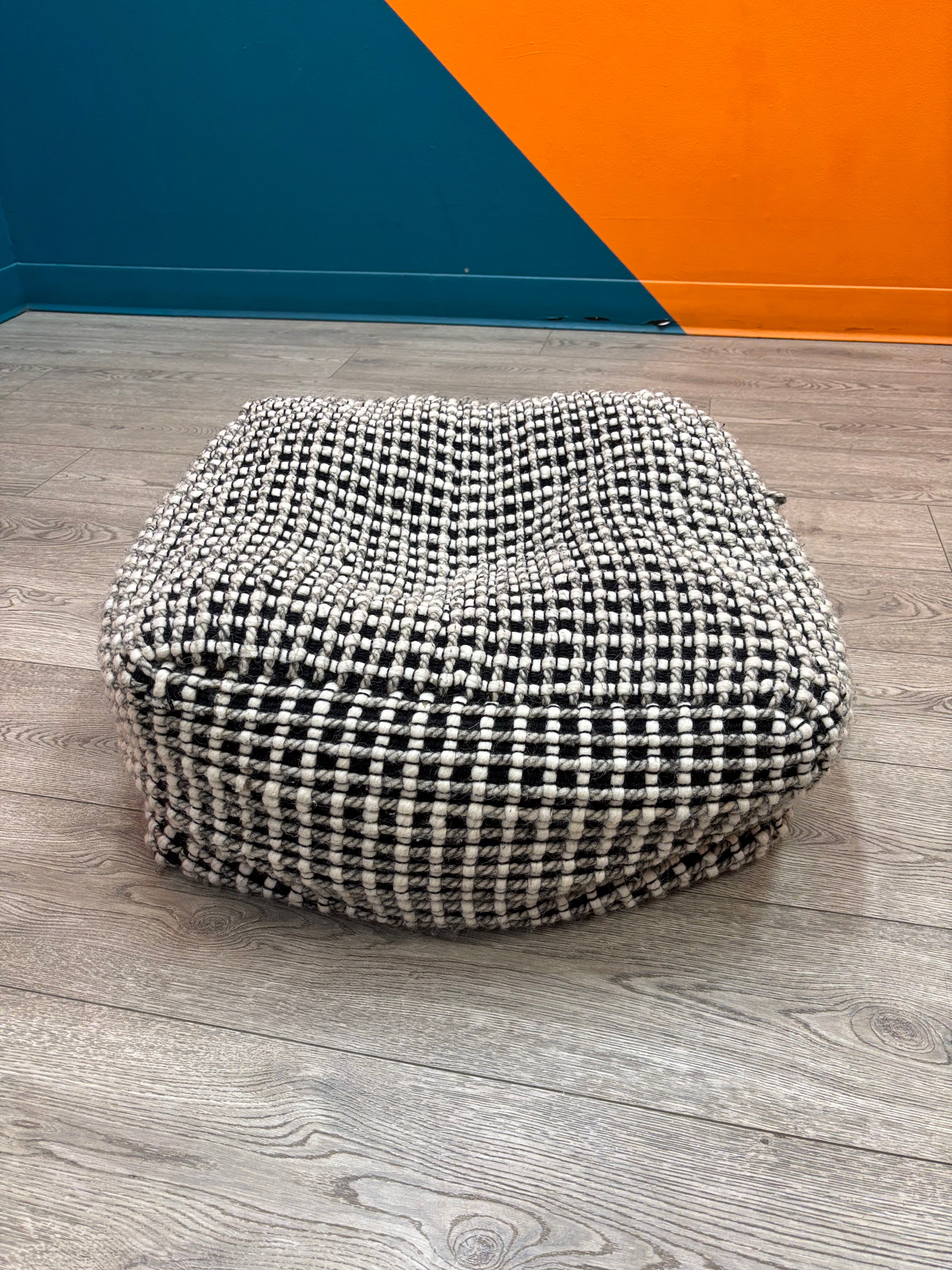Square Black and White Pouf