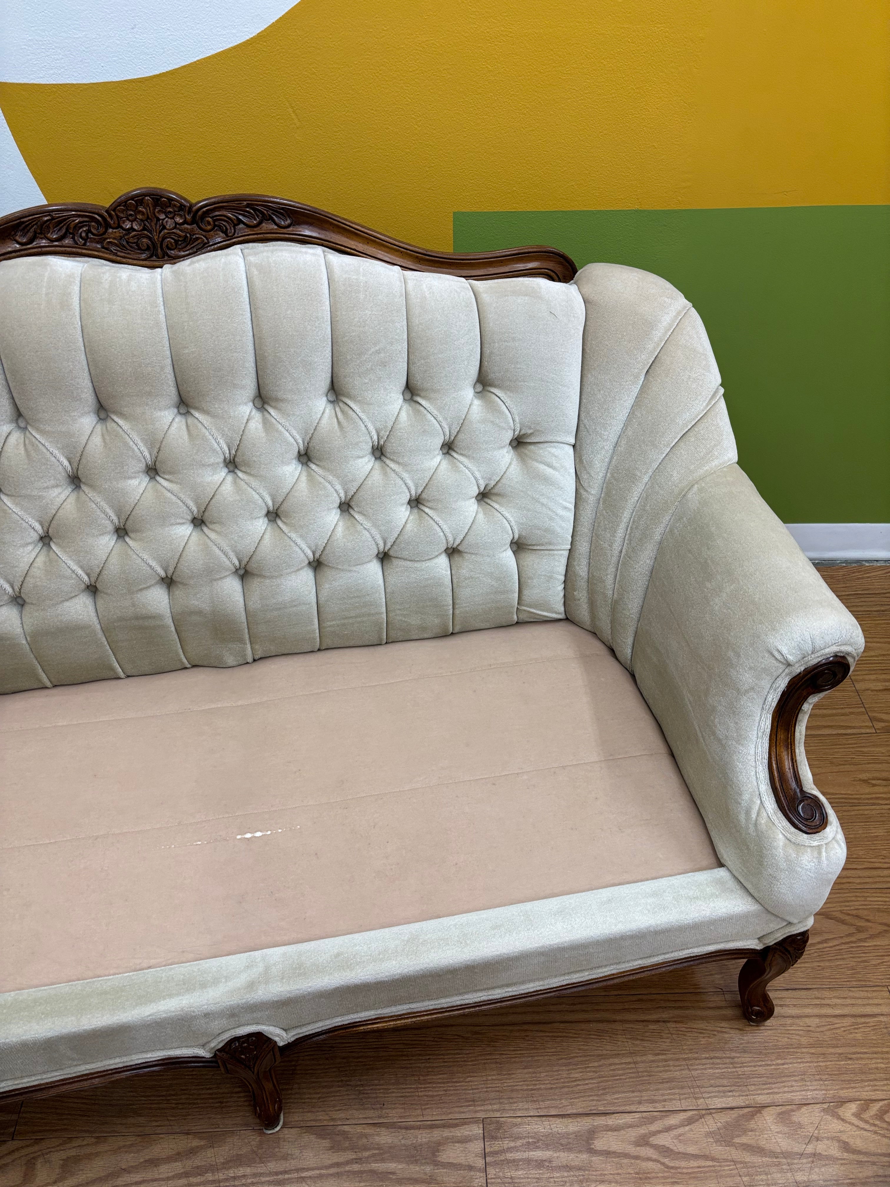 Tufted Cream Loveseat