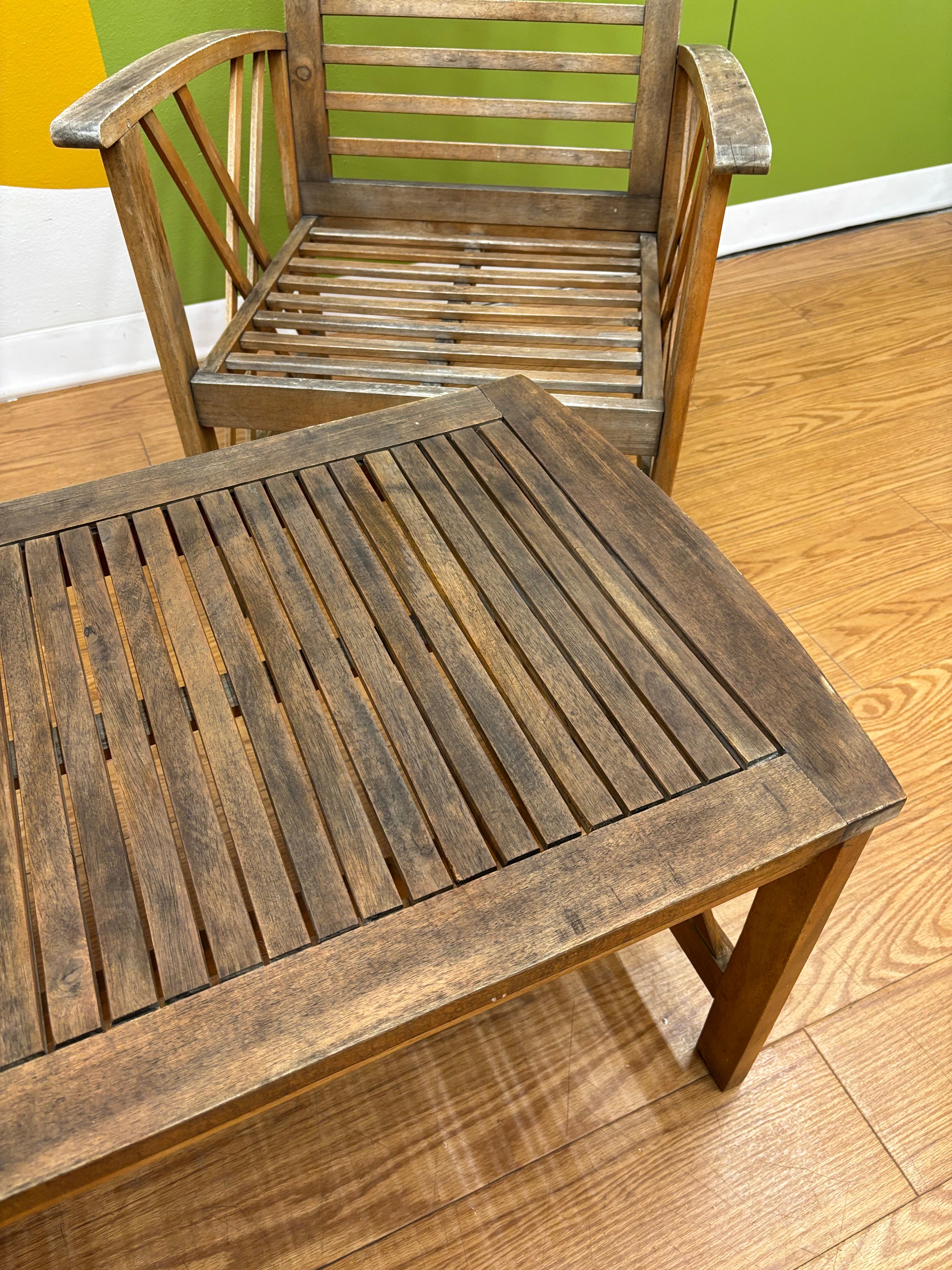 Safavieh Wood Patio Chairs & Coffee Table