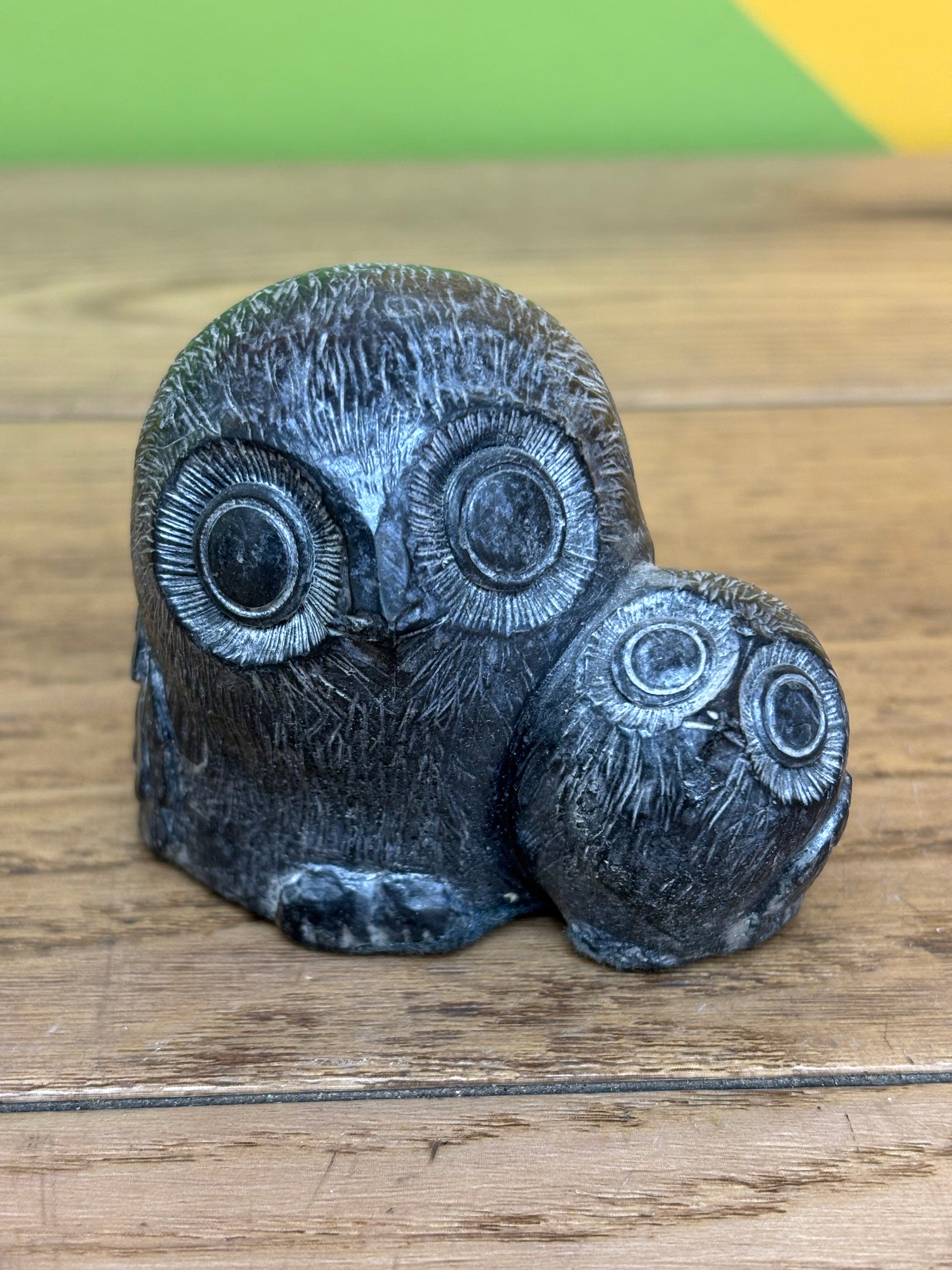 Mother & Baby Owl Sculpture