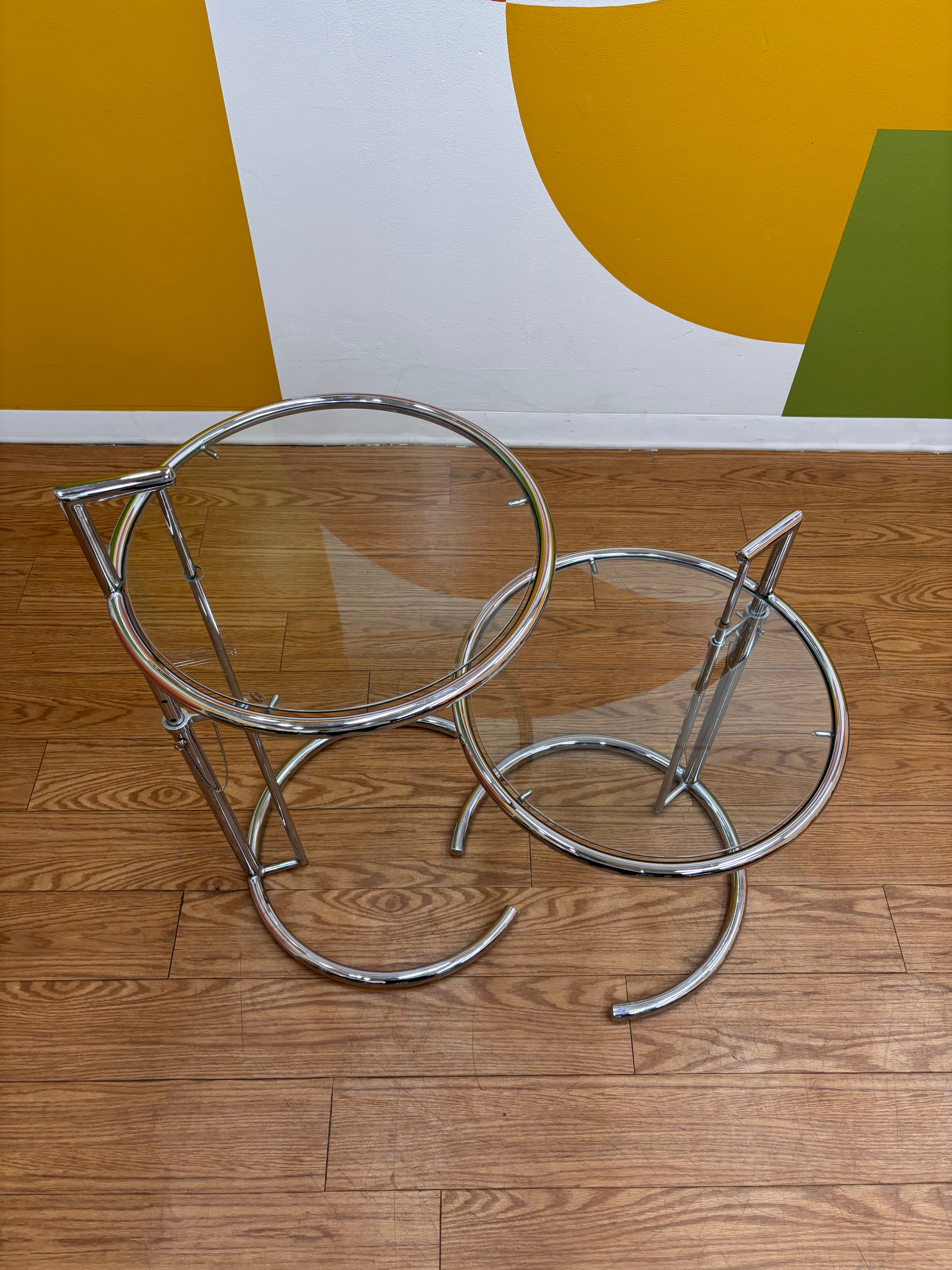 Adjustable Chrome Side Tables (2)