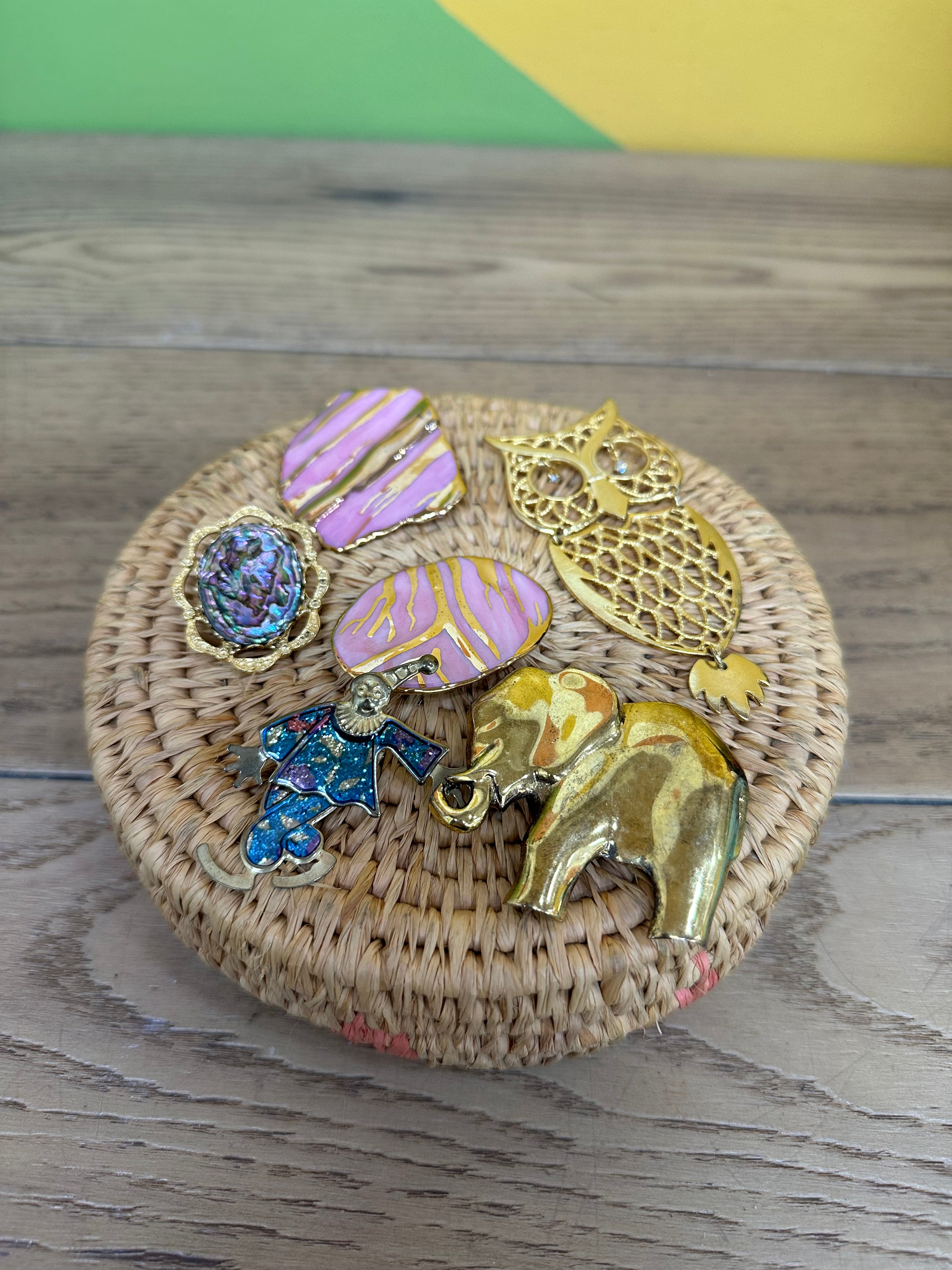 Bundle of Gold Tone Brooches