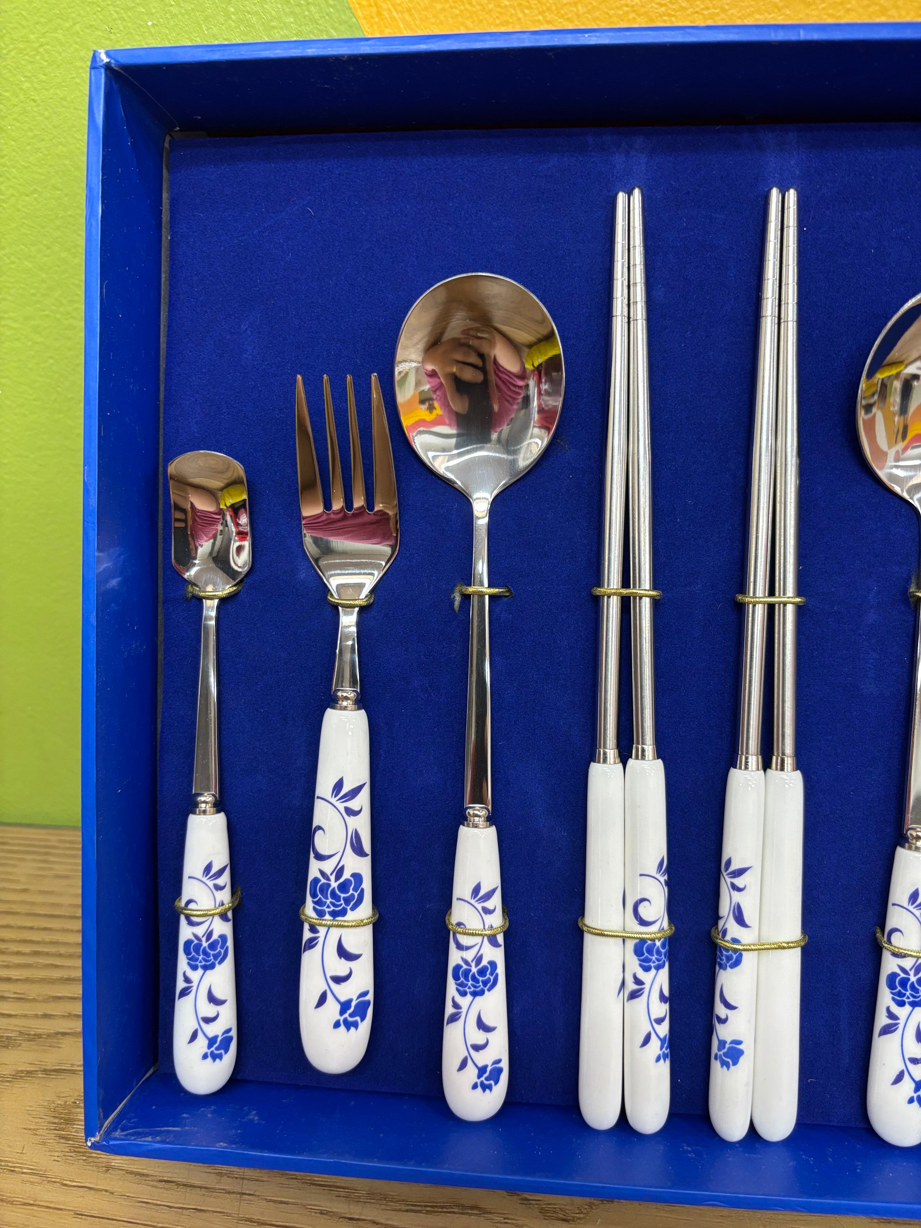 Blue & White Utensil Set